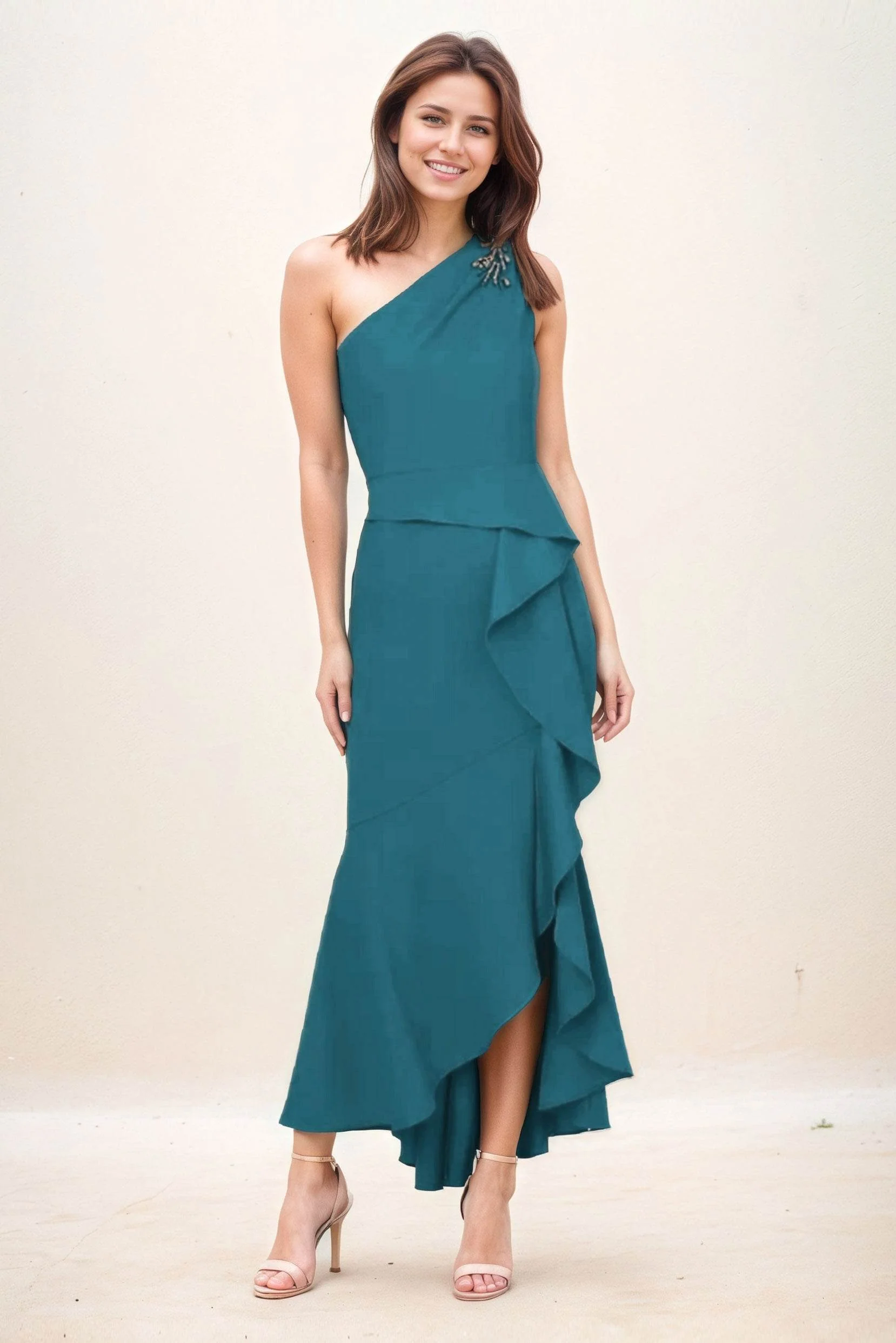 Sheath-Column Maxi Elastic Cloth Wedding Guest Dress CG0274