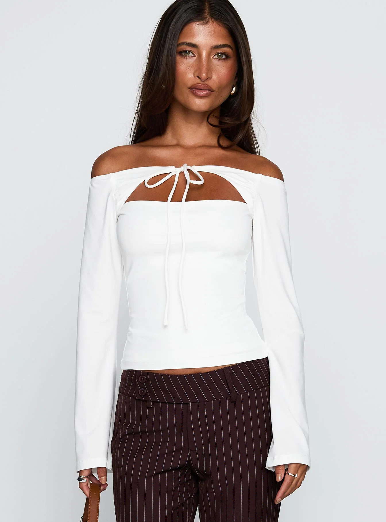 Nevah Long Sleeve Top White