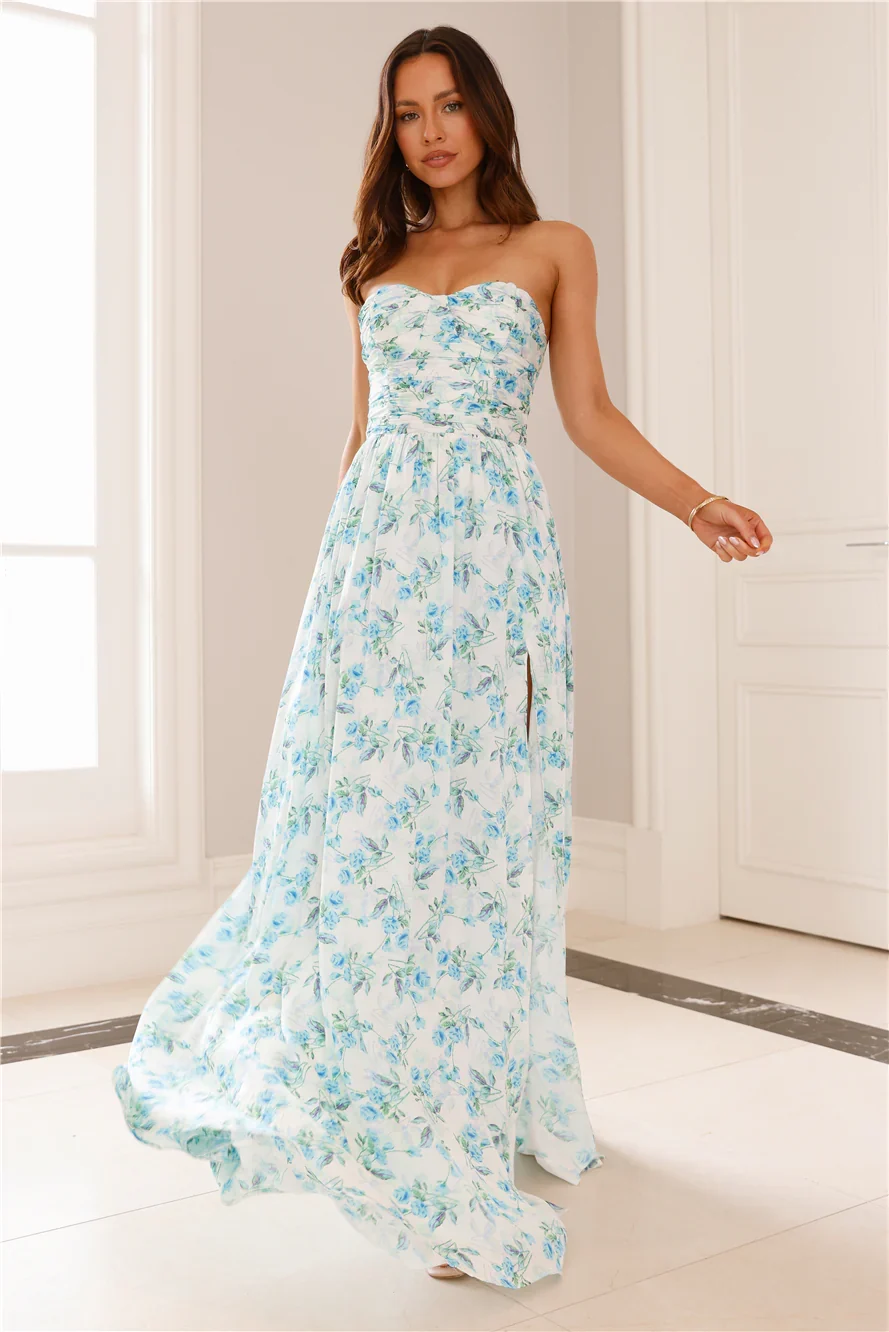 Dainty Events Strapless Maxi Dress Blue