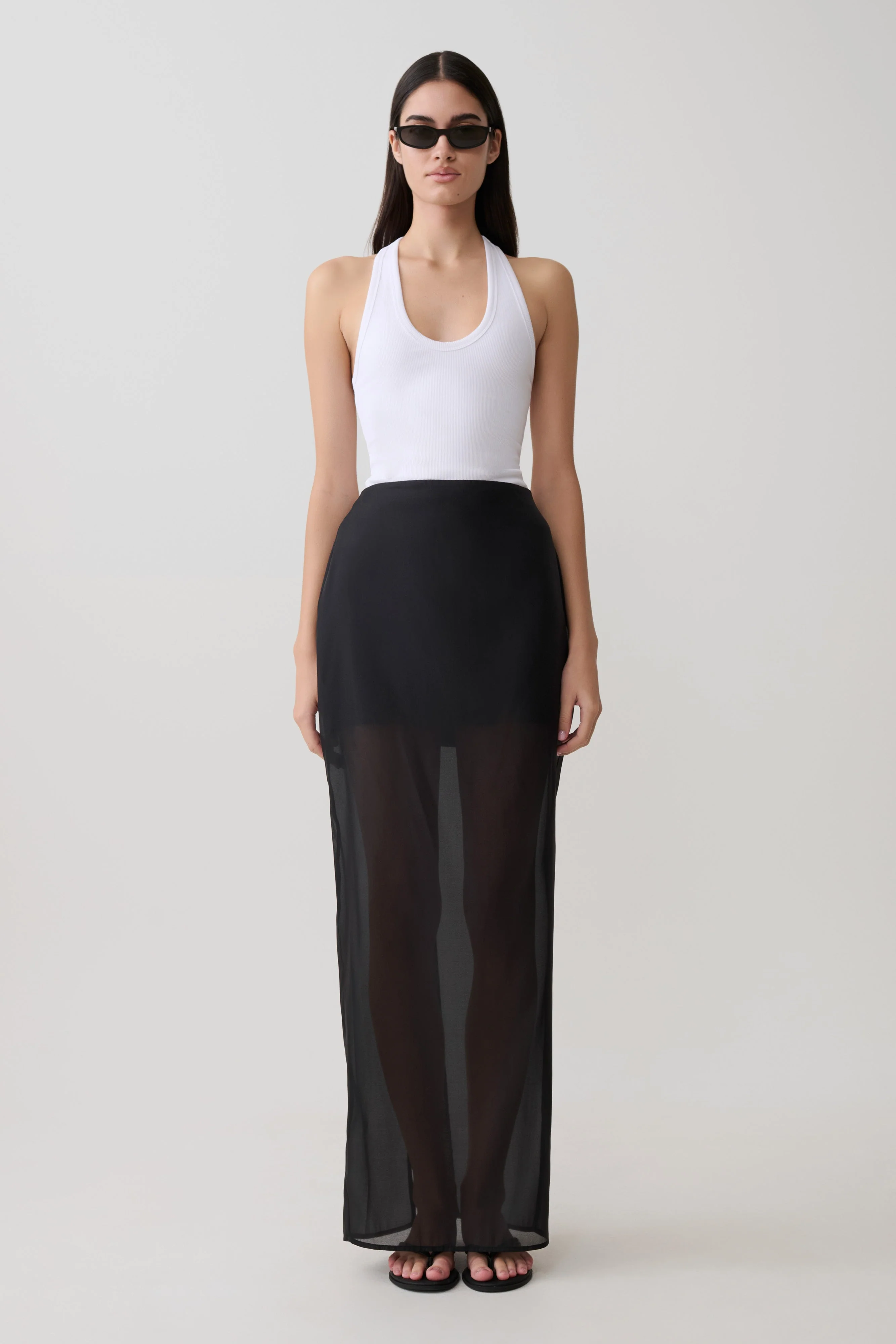 Ximena Organza Maxi Skirt - Black