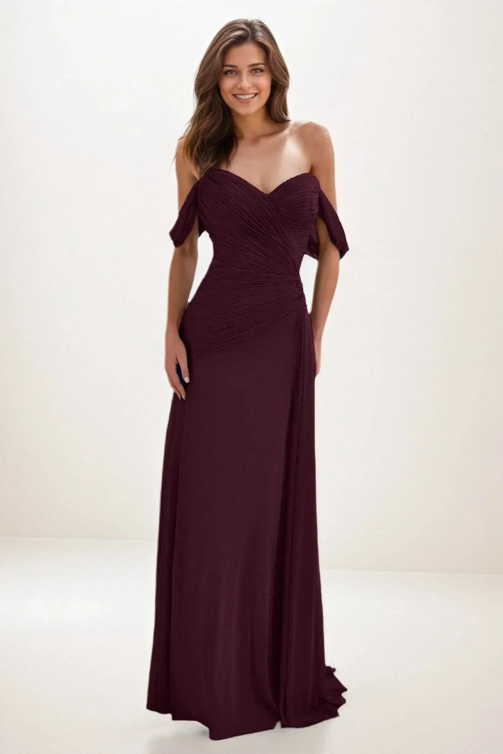 Sheath-Column Maxi Chiffon Wedding Guest Dress CG0288