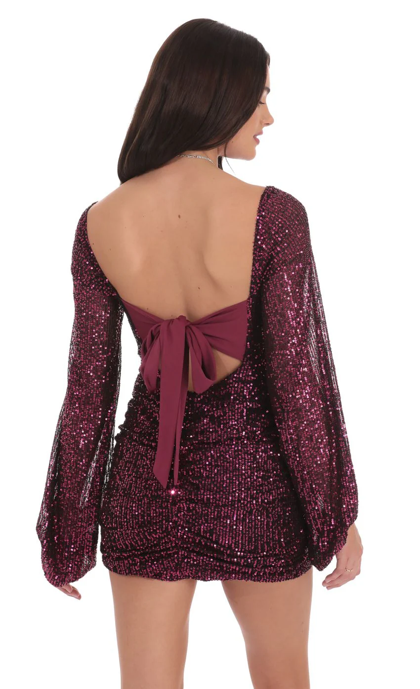 Sequin Cutout Ruched Dress in Ruby Pink - luluinthesky