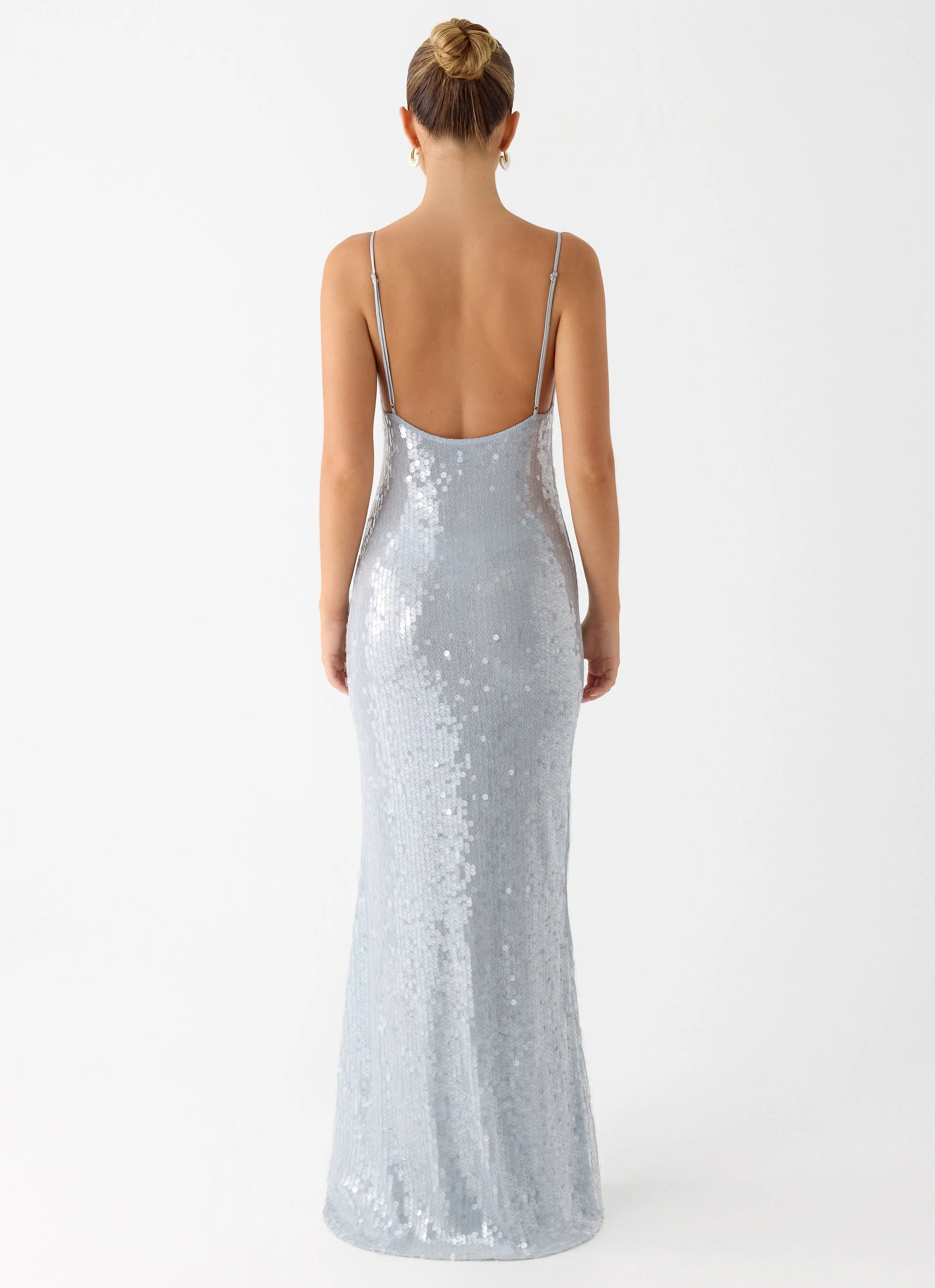 Solo Sequin Maxi Dress - Misty Blue - luluinthesky