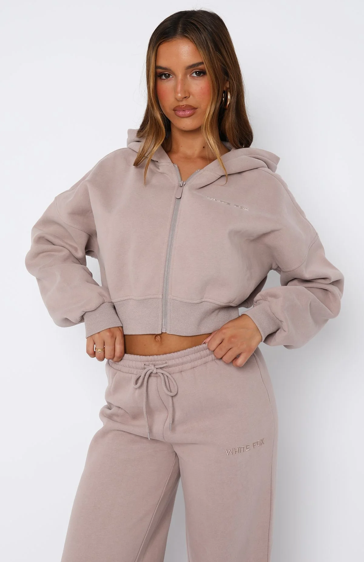 Stay Lifted Cropped Hoodie Cinnamon