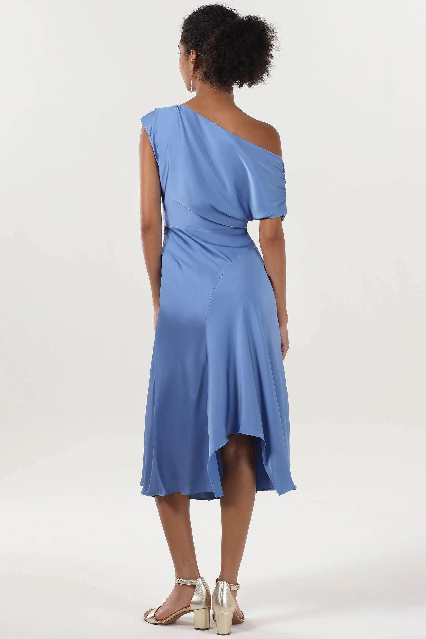 Sheath-Column Midi Luxe Satin Bridesmaid Dress CS0611BM