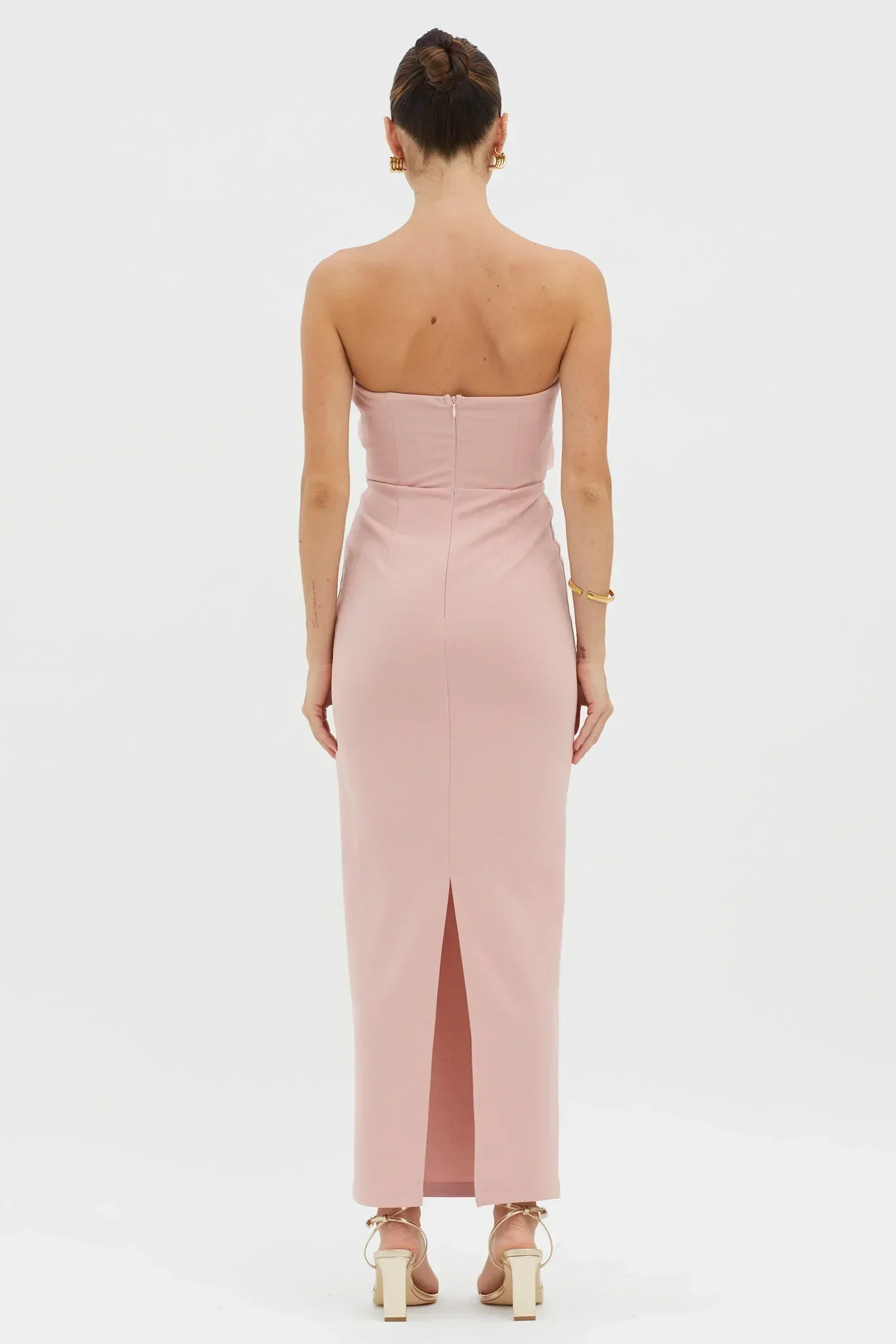 Karaline Strapless Bust Accent Maxi Dress Blush