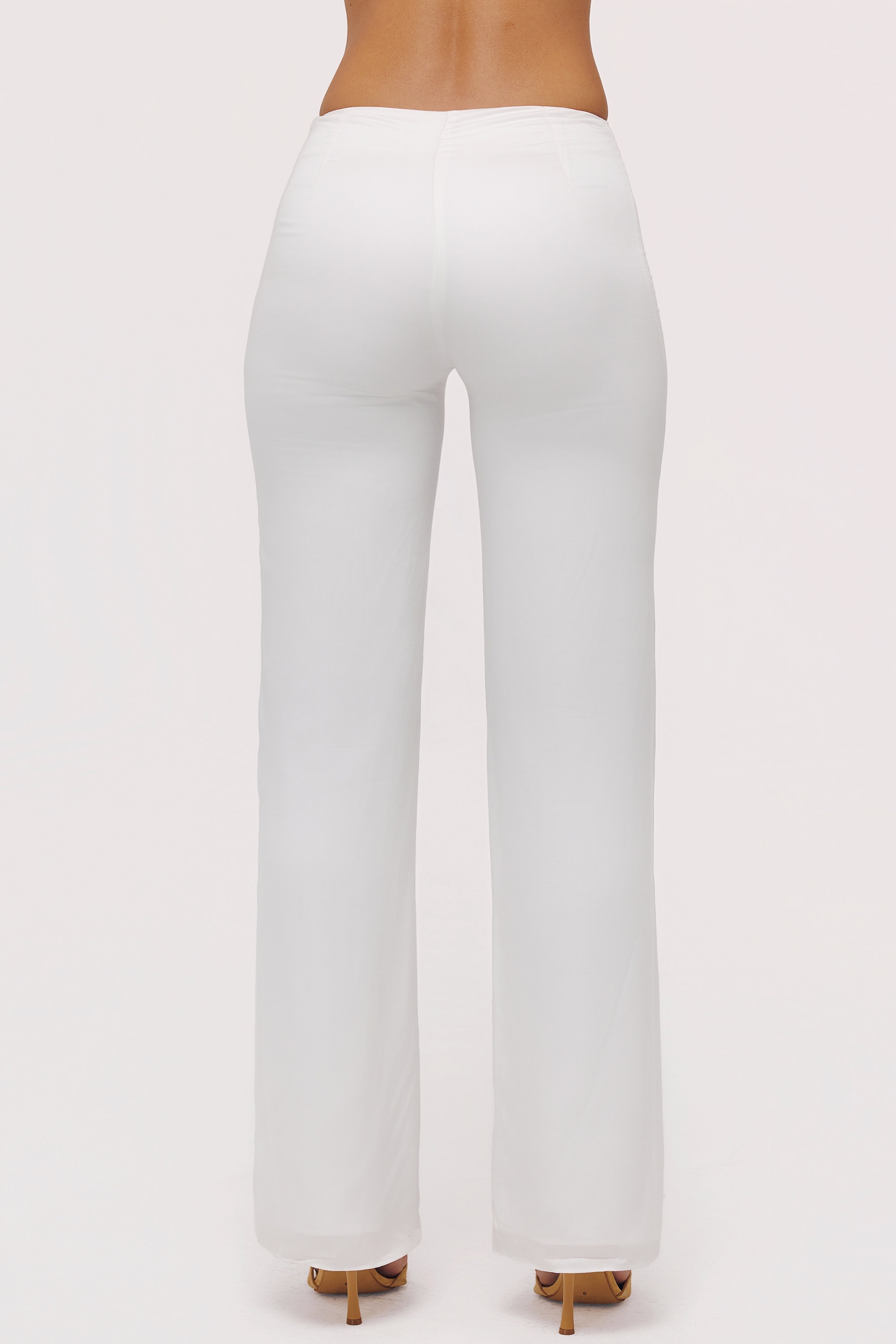 White Sateen Trousers With Over Skirt