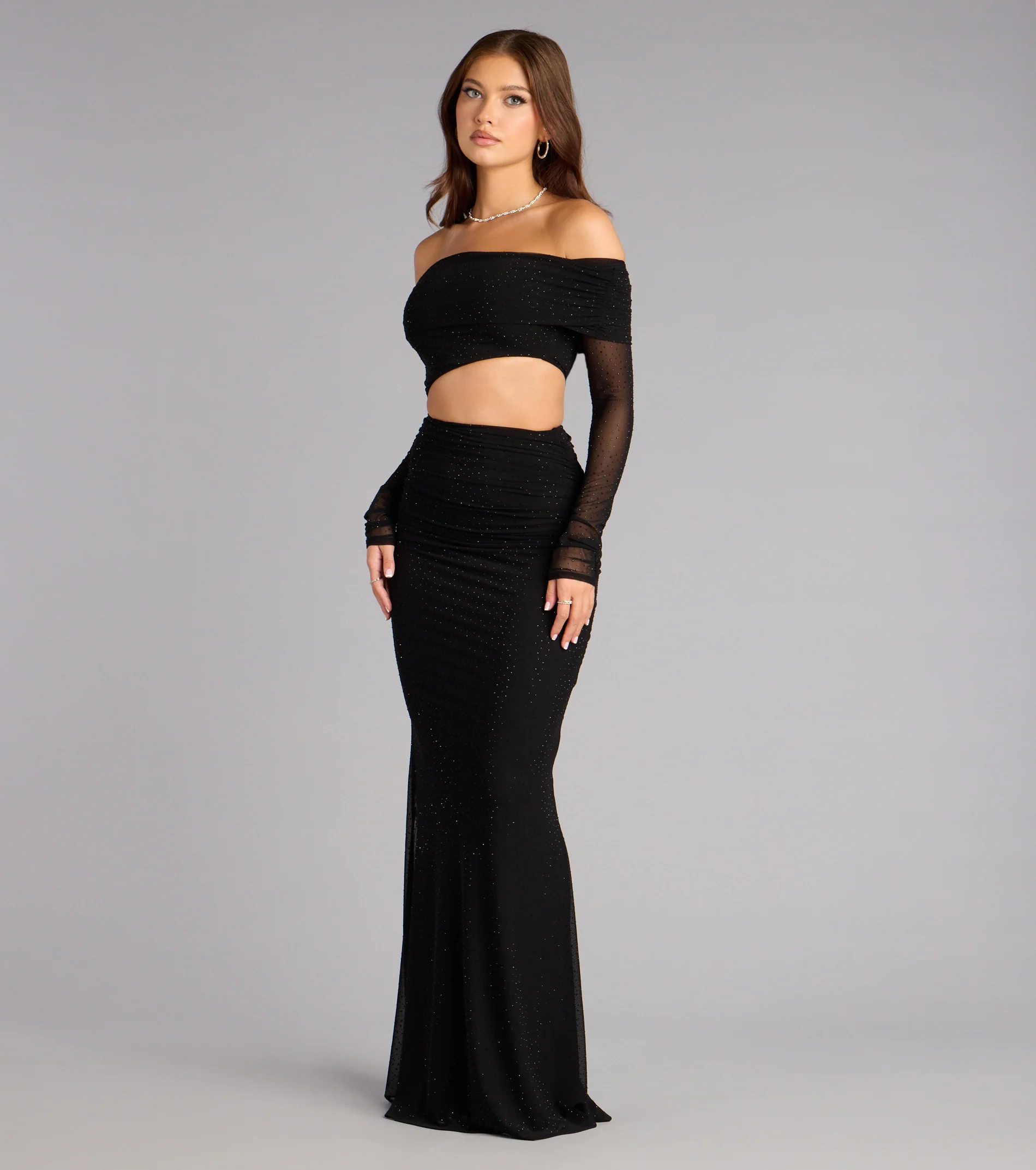 Lila Rhinestone Mermaid Formal Dress