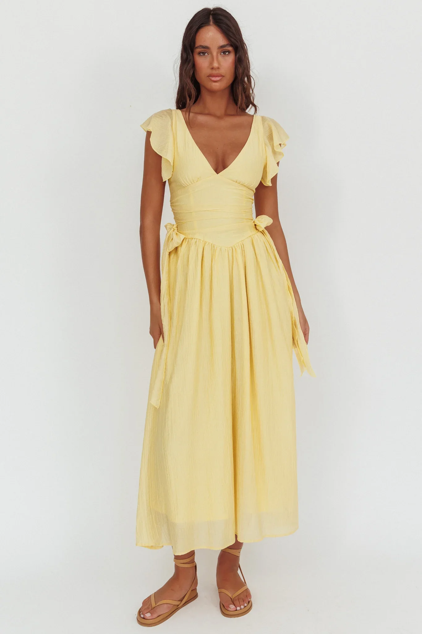 Elsewhere Waist Bows Maxi Dress Banana
