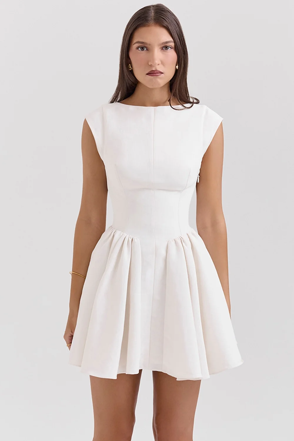 white open back mini dress