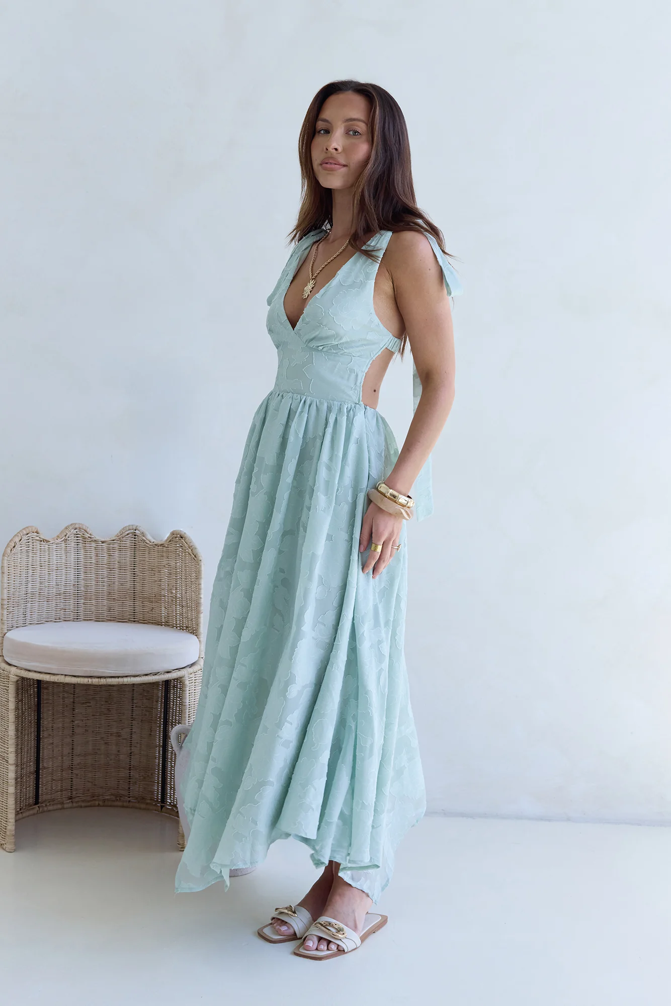 Golden Night Maxi Dress Sage