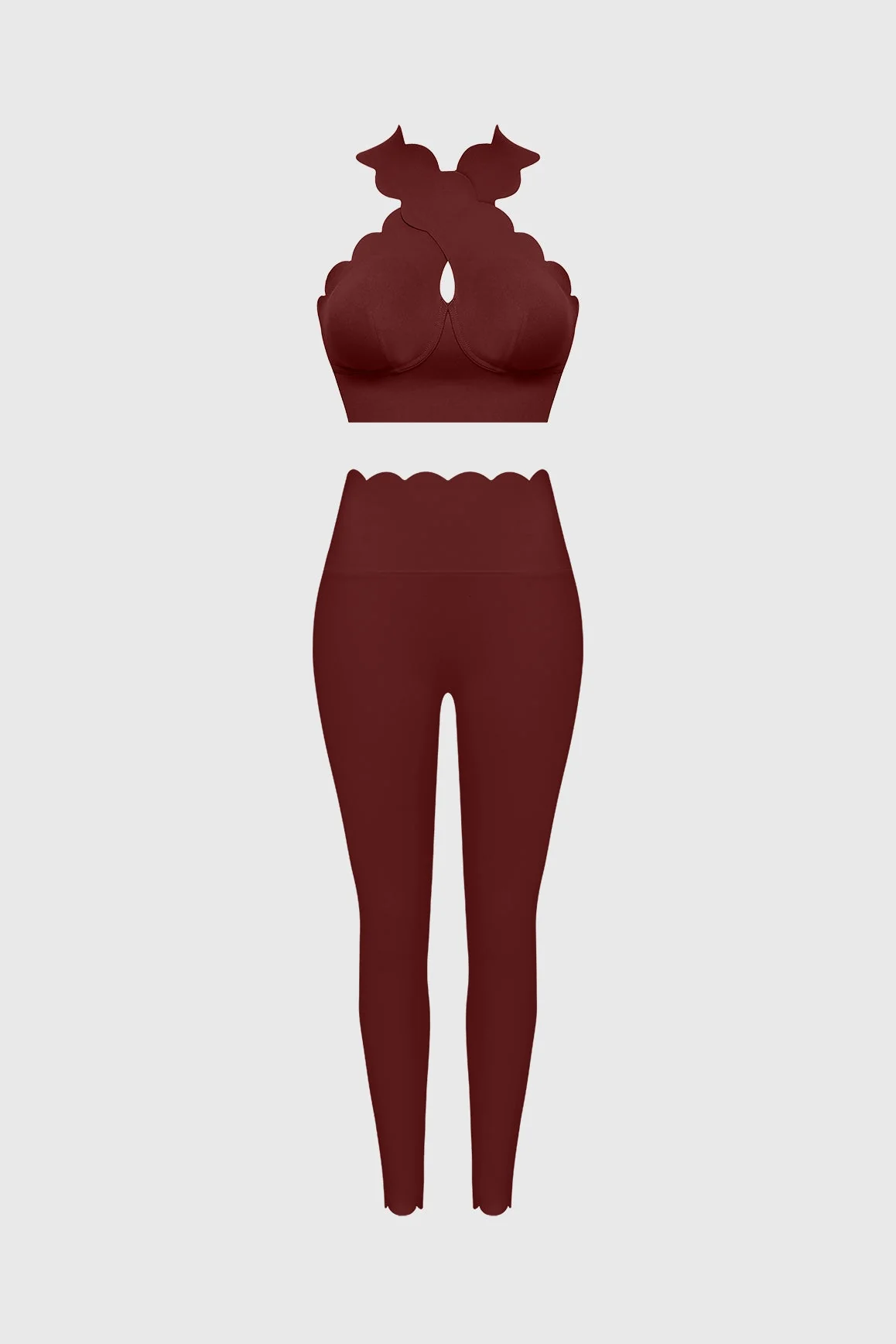 WISKII Crisscross Bra & High-Waist Scallop Scrunch Legging