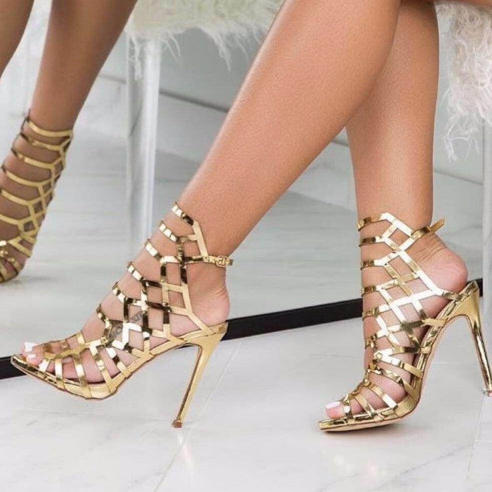 Metallic Pointy Stiletto heel Sandals 635843042313