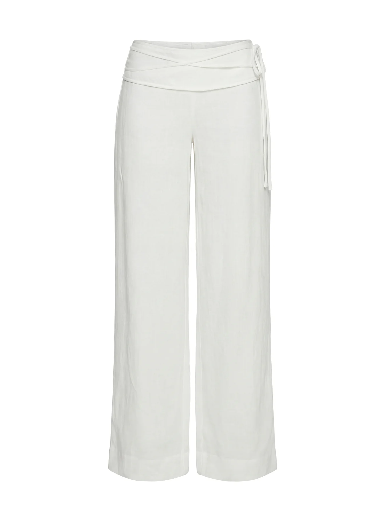 Silver Moon Linen Blend Tie Pants White