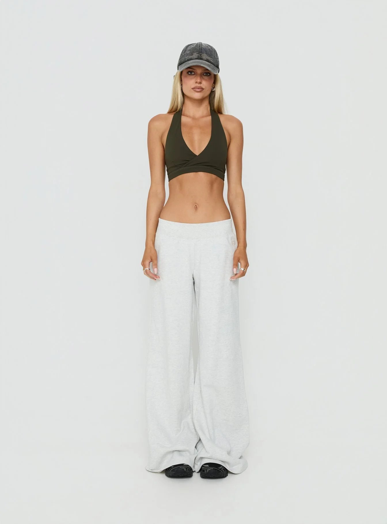 Lock In Active Halter Crop Top Olive