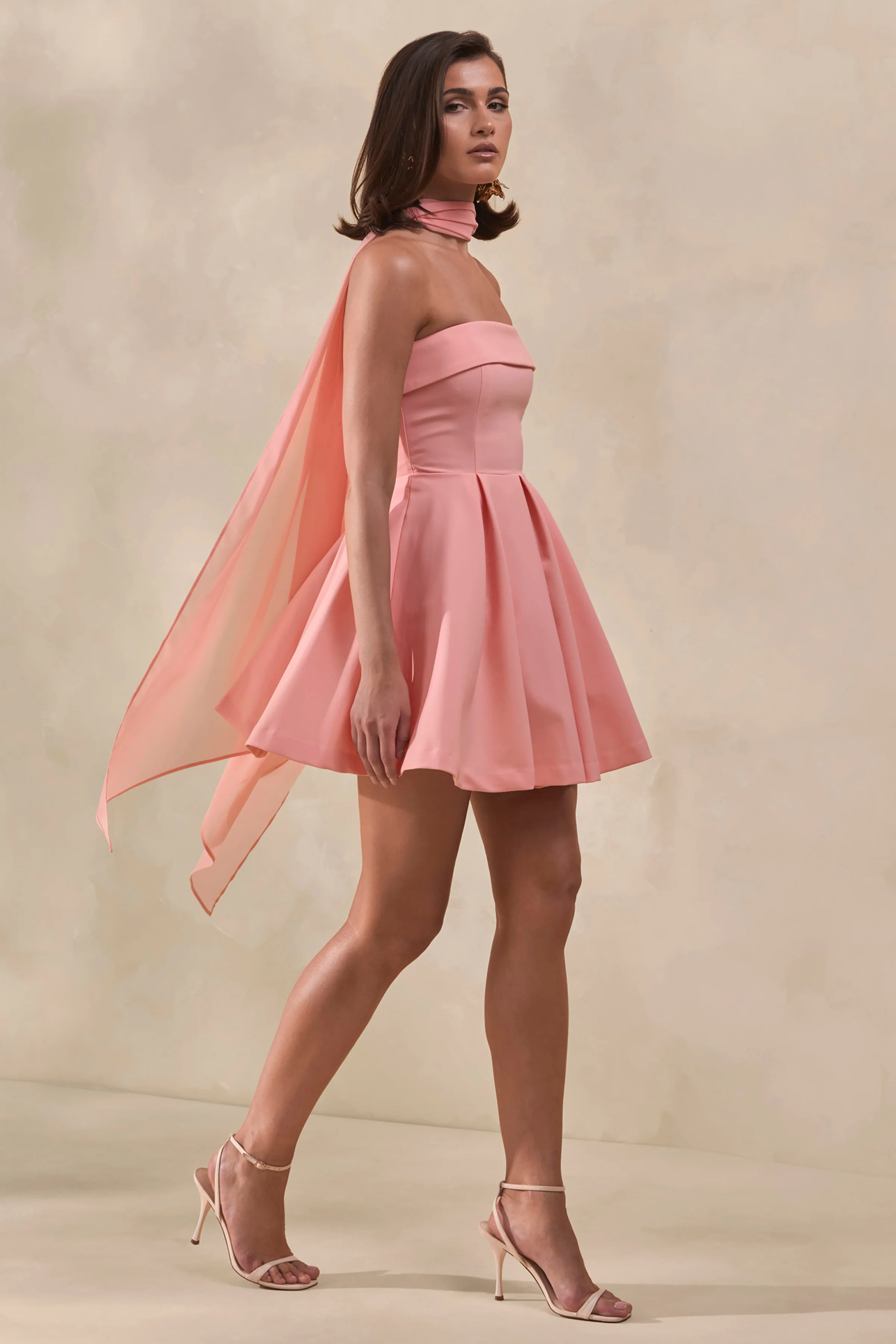 Bruna | Light Pink Bandeau Skater Mini Dress - luluinthesky