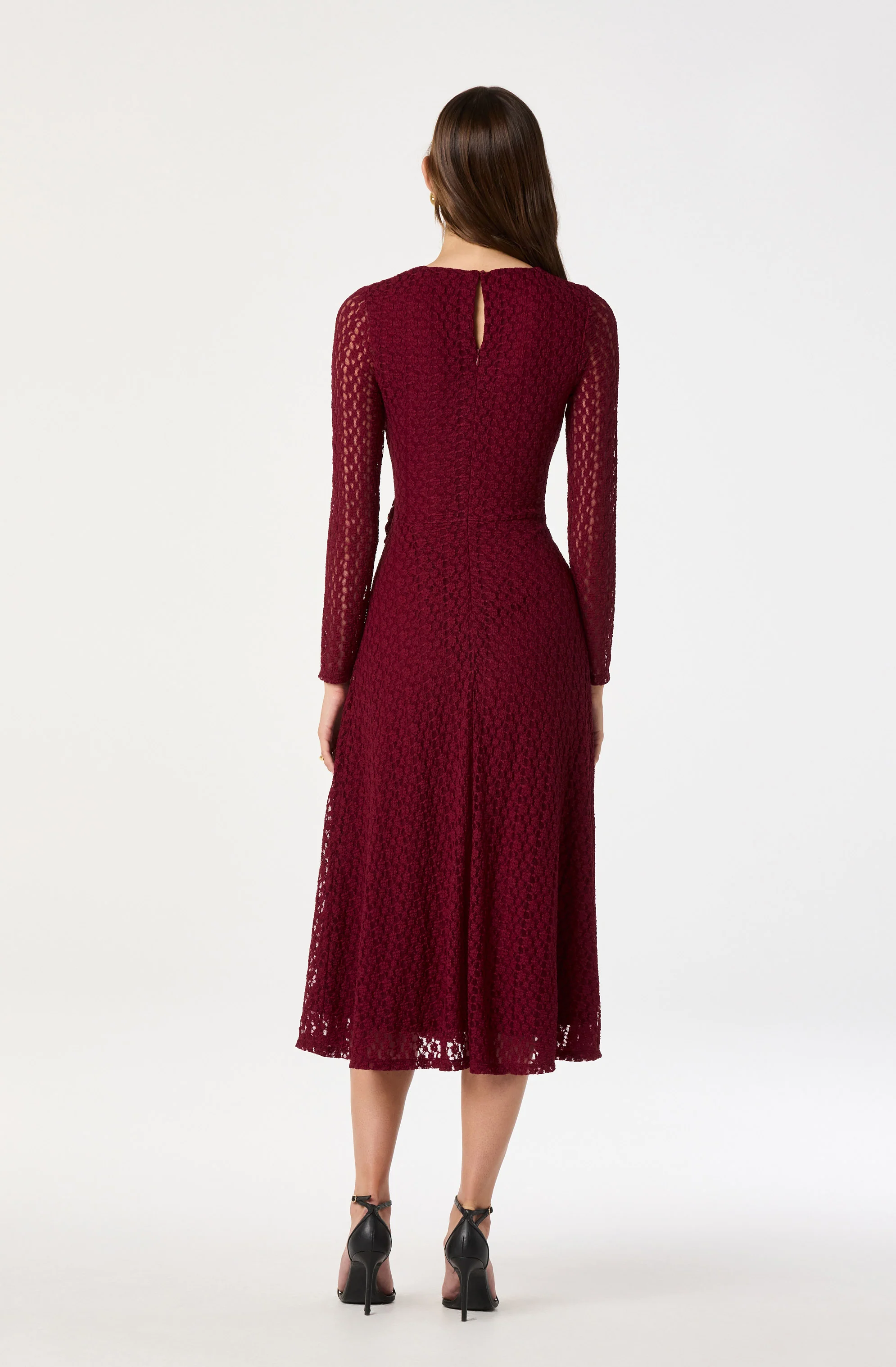 Belted Lace Midi Dress - luluinthesky