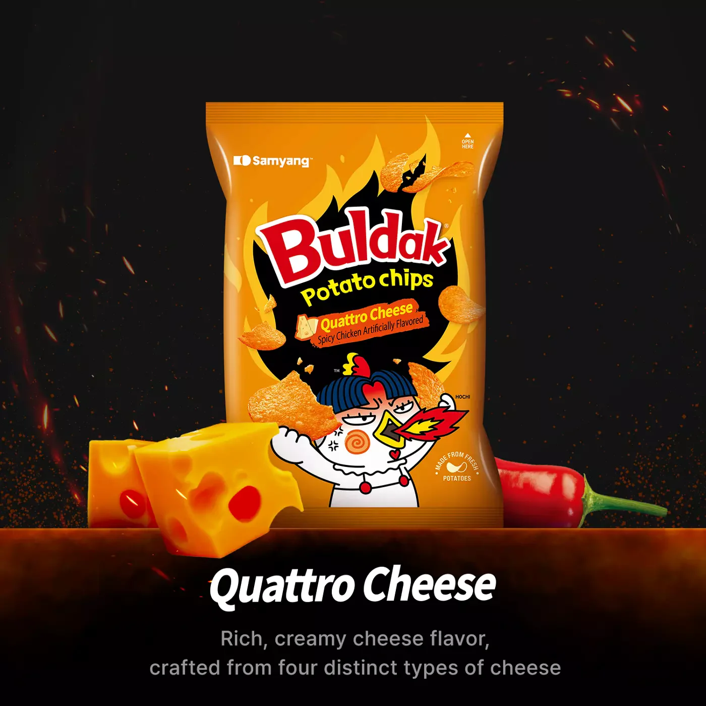 Samyang Buldak Quattro Cheese Potato Chips (55g)