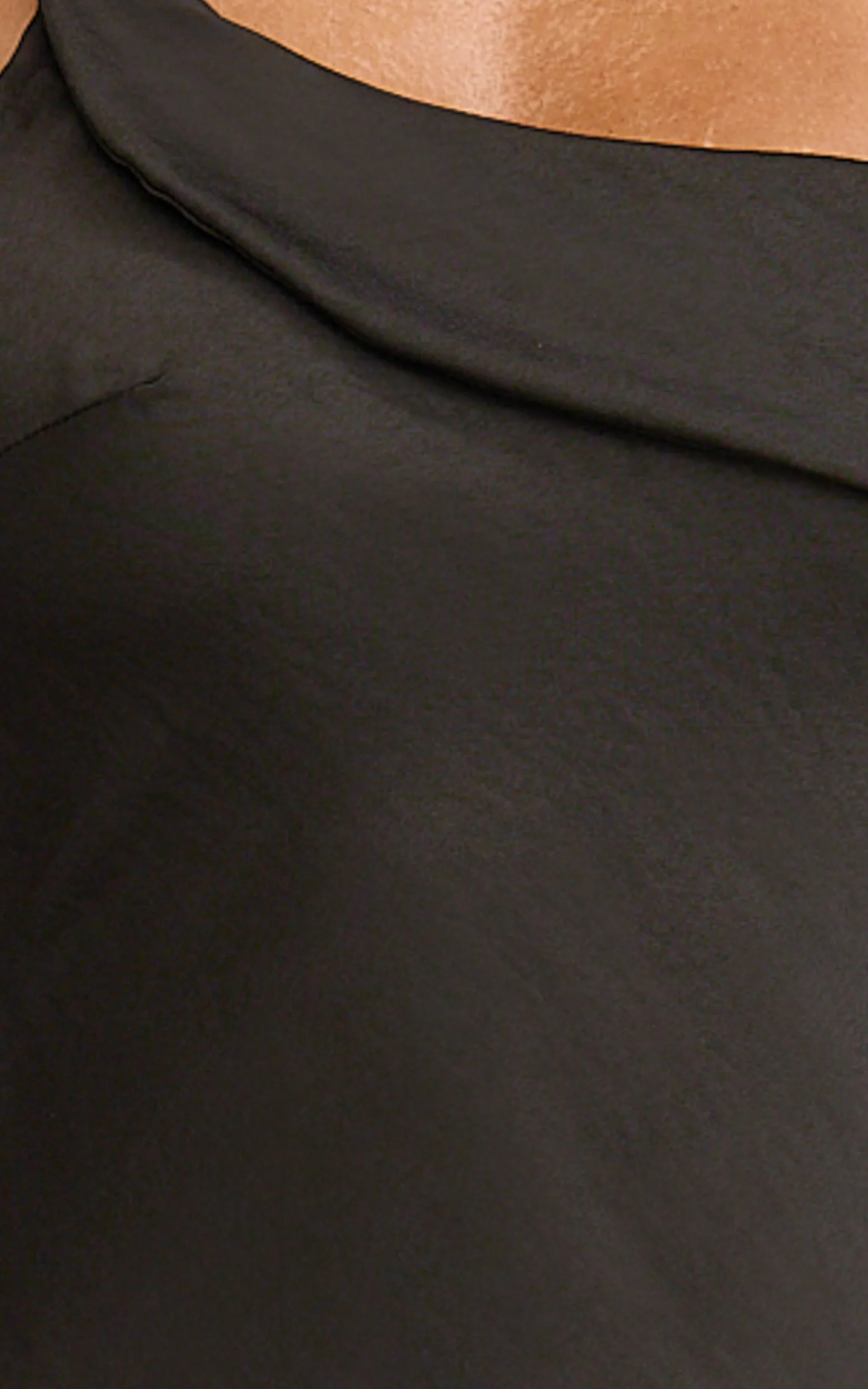 Calix Midi Dress - One Shoulder Slip Dress in Black