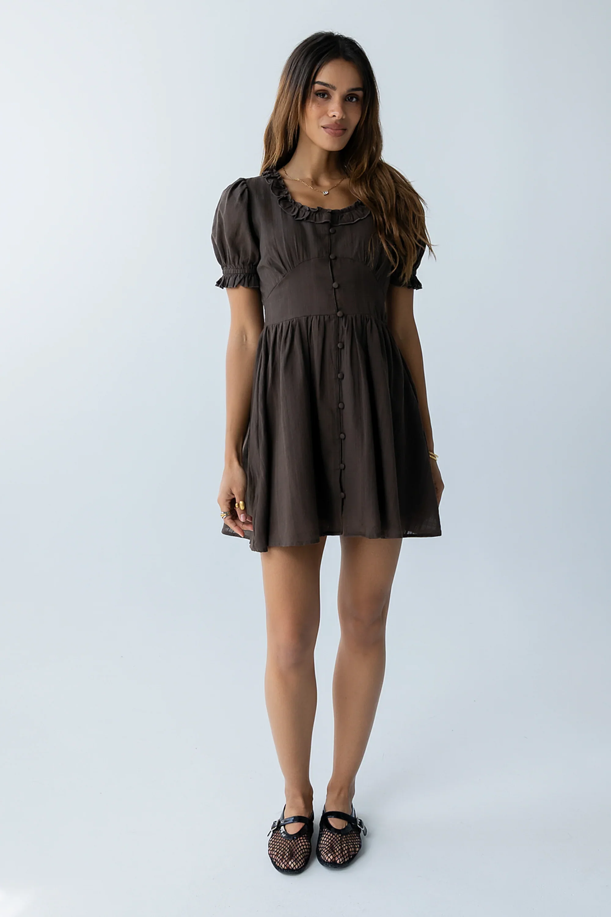 Jennie Mini Dress in Brown