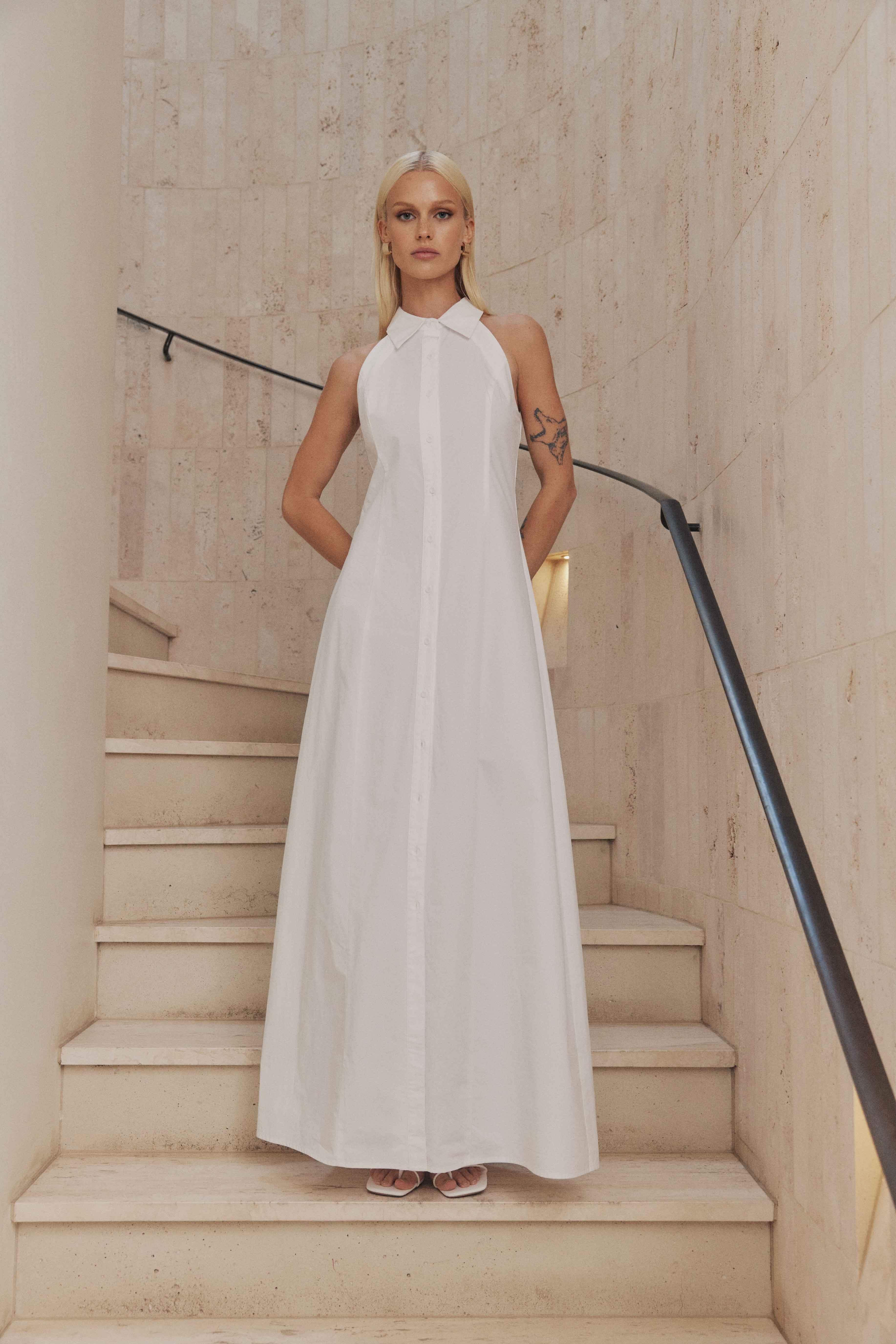 CURAAE Chelsea Sleeveless Maxi Dress in White