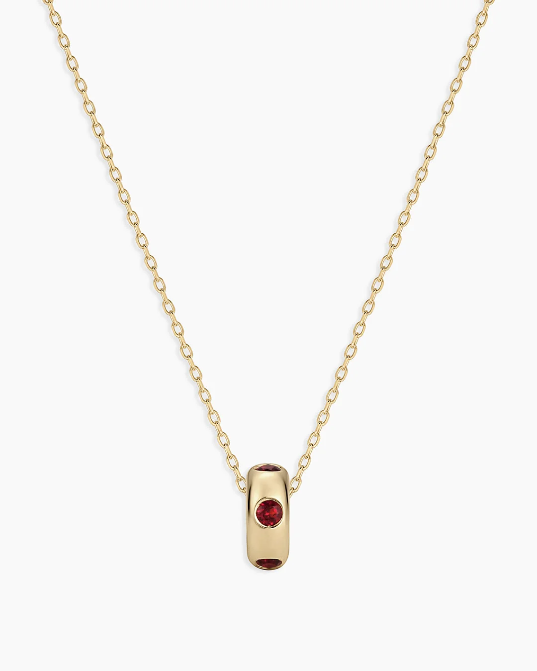 14K Gold Birthstone Halo Charm Necklace