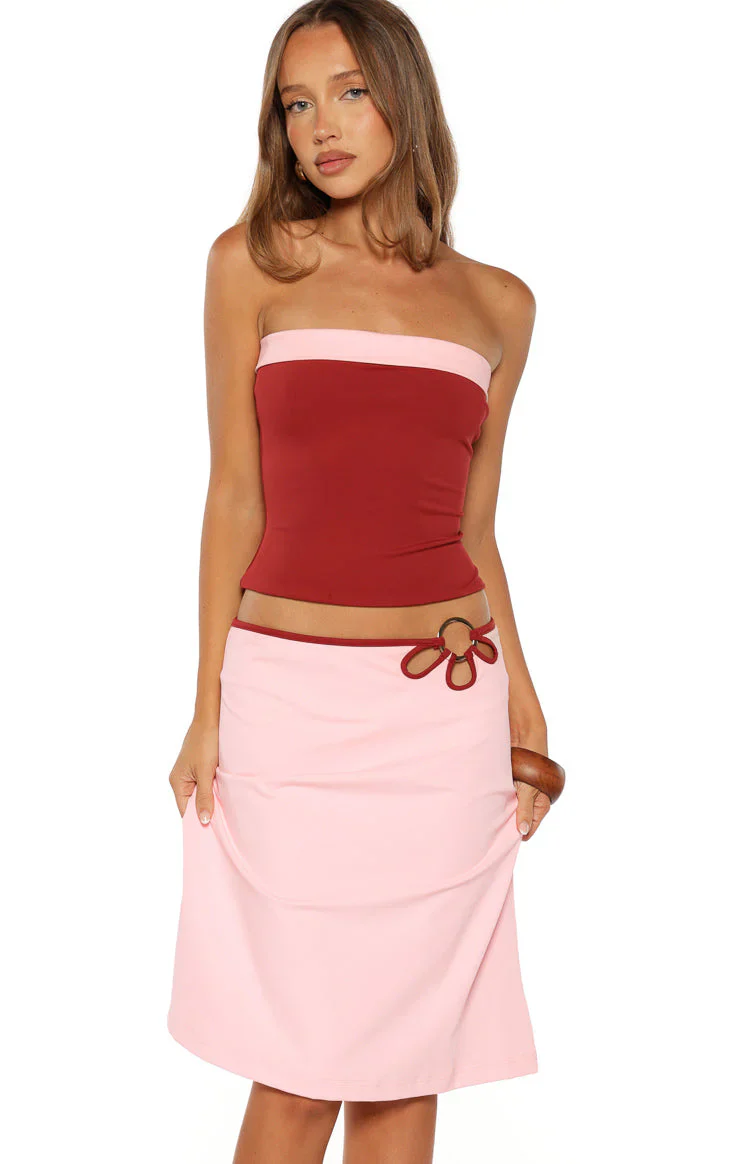 Orlanda Pink Strapless Contrast Top