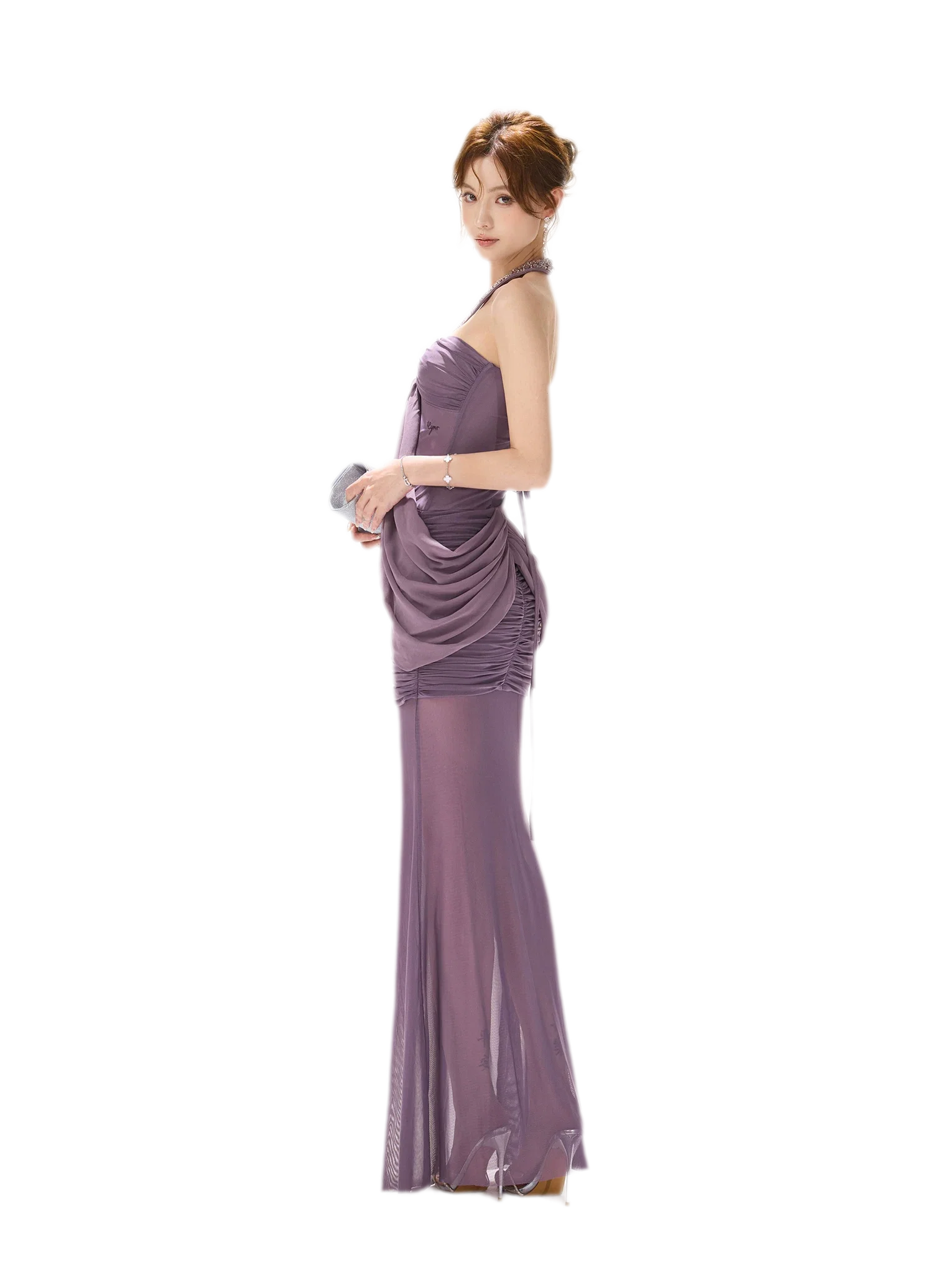 Mist Purple Mesh Fishtail Skirt