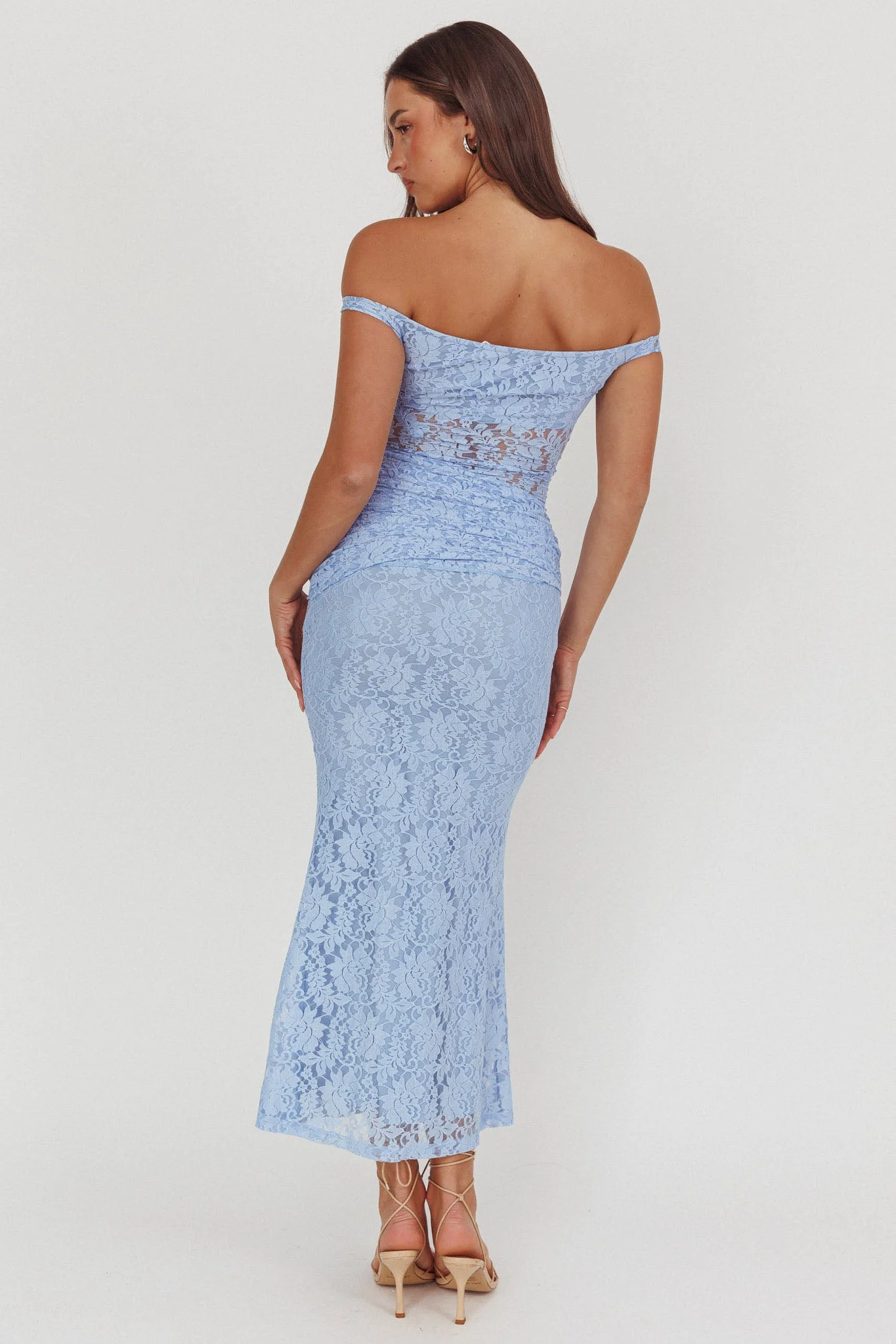 Bellora Off-Shoulder Lace Maxi Dress Blue - luluinthesky
