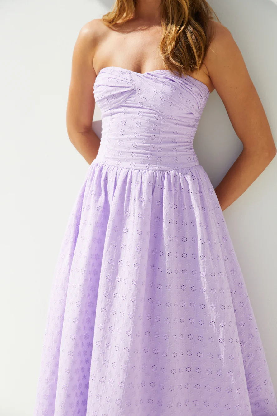 Mimi Moments Strapless Maxi Dress Lilac - luluinthesky