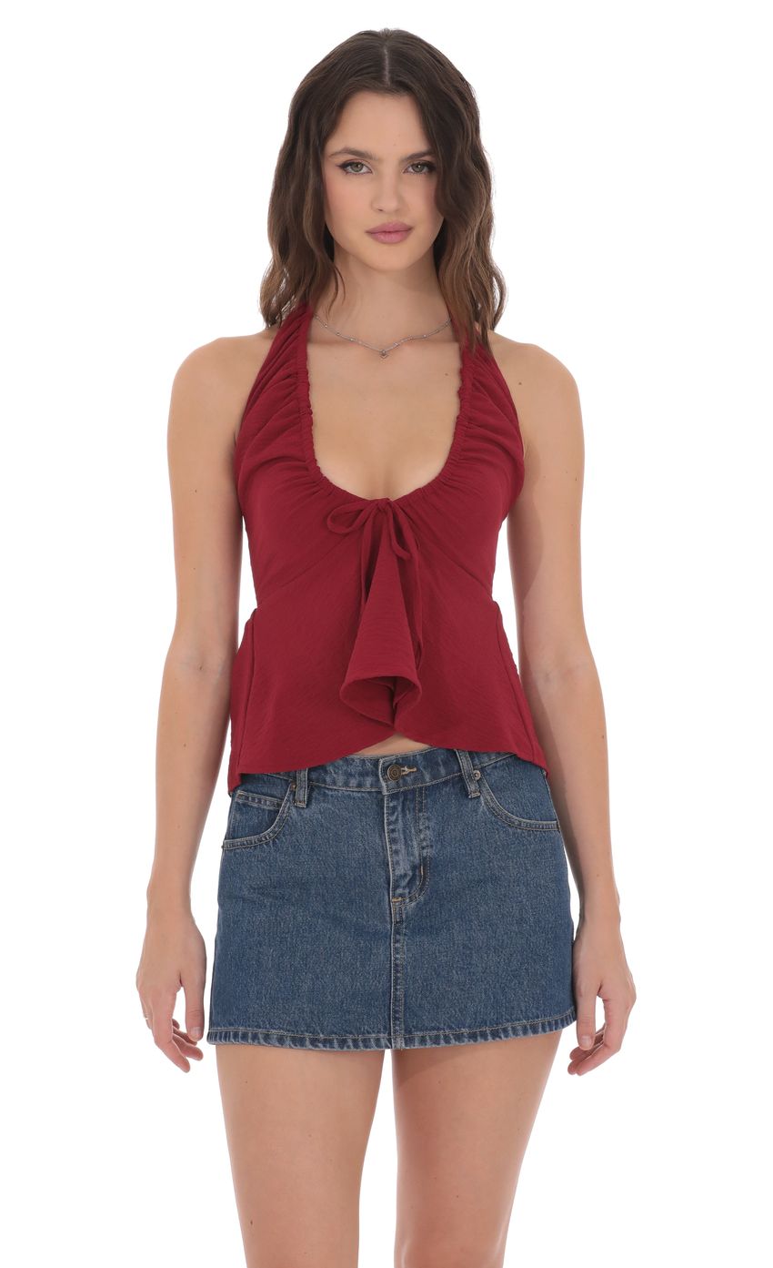 Scrunch Halter Top in Red