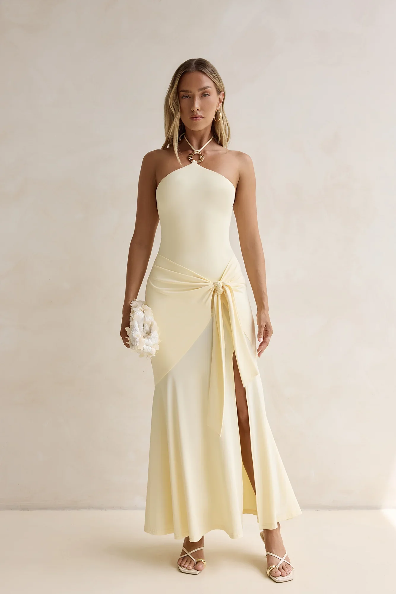 Crystal Sands Halter Maxi Dress Yellow