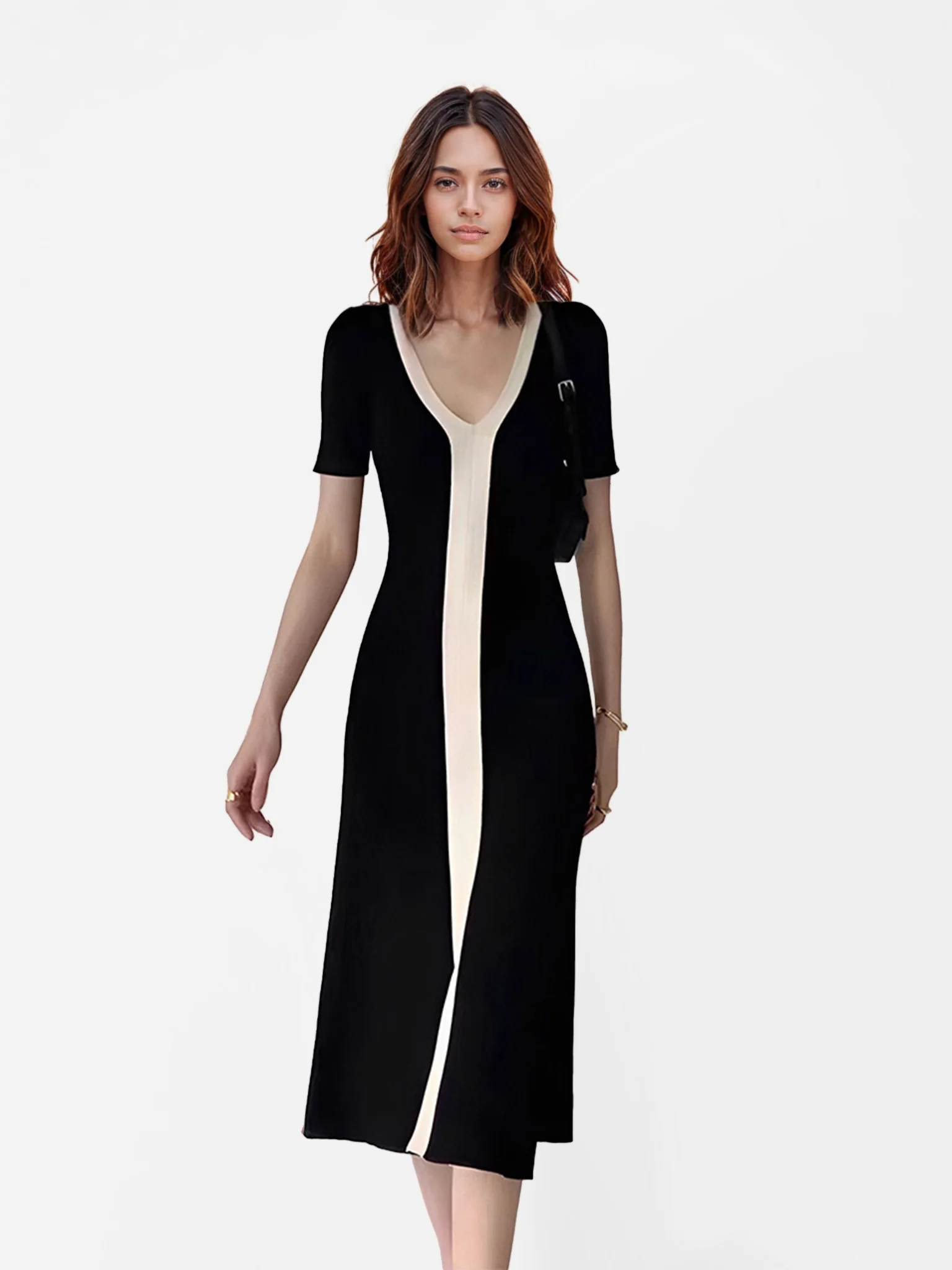 Color-Blocked Midi Dress