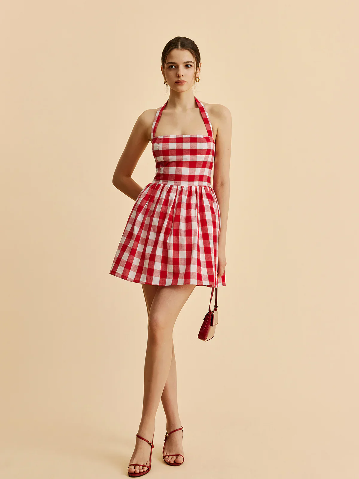 Plaid Halter Flare Dress - luluinthesky