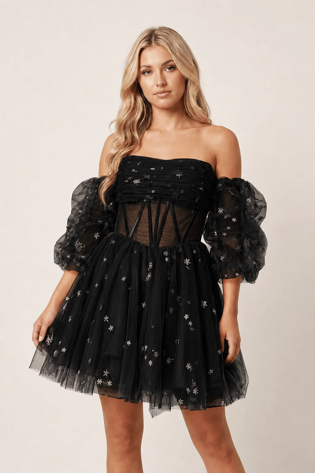 A-Line Pleated Tulle Homecoming Dress
