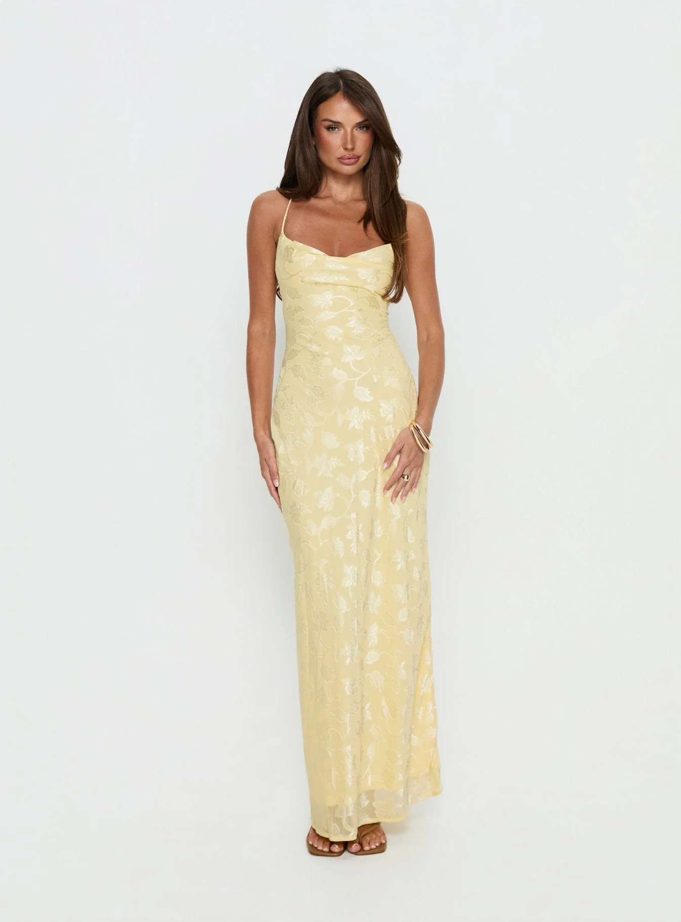 Celena Maxi Dress Lemon Burnout
