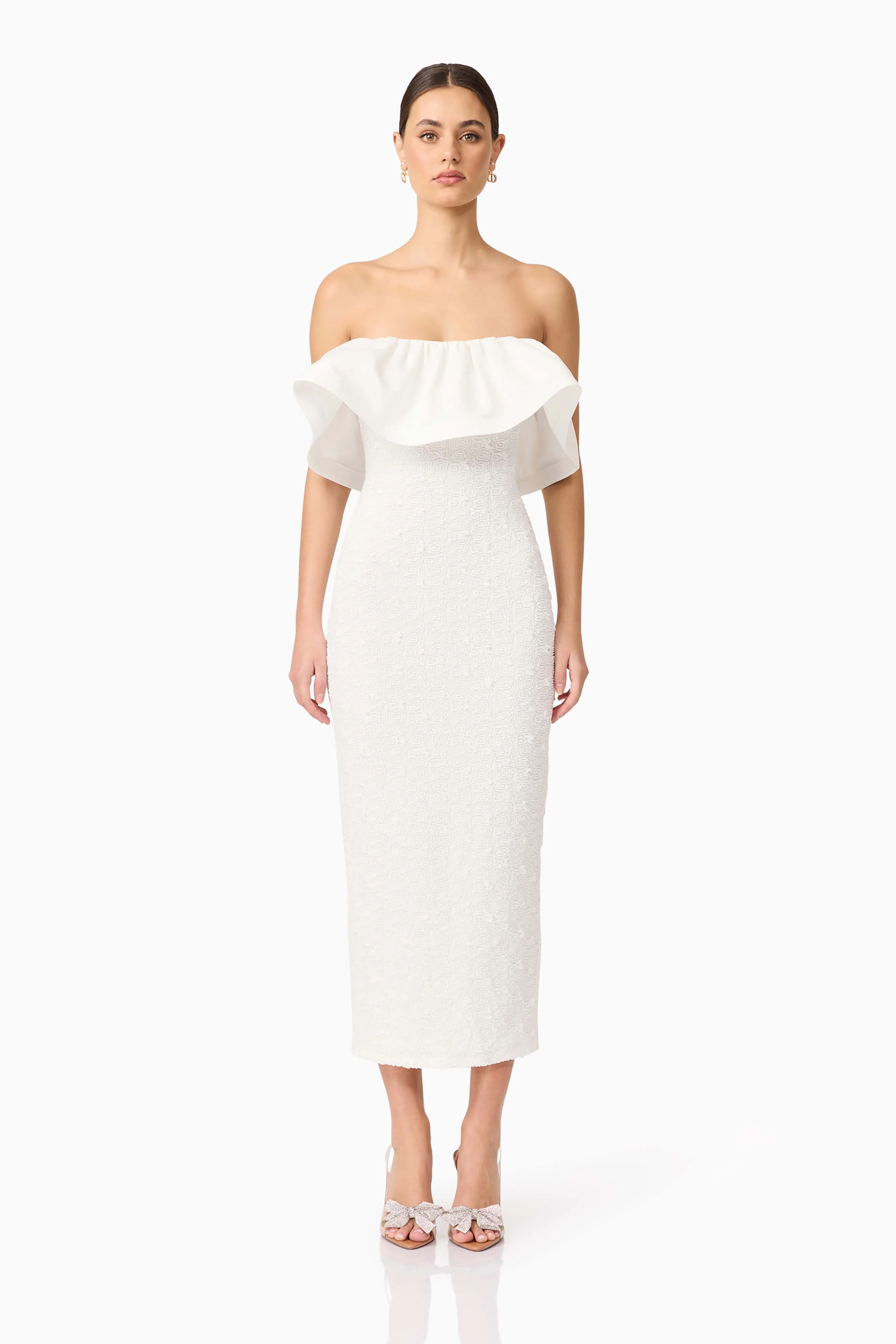 Dandelione Strapless Midi Dress in White