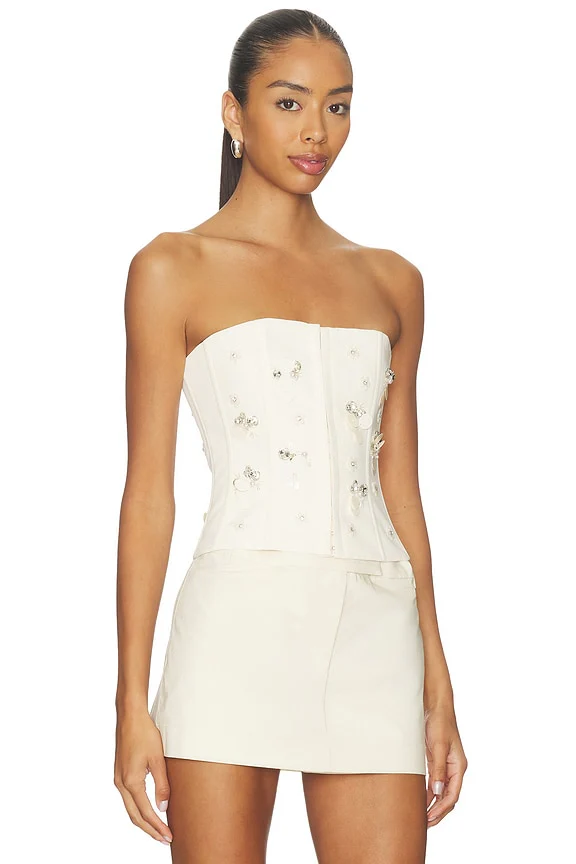 Embellished Twill Corset Top