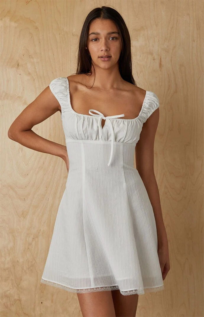 Your Favorite Maggie Tie Front Ruched Mini Dress