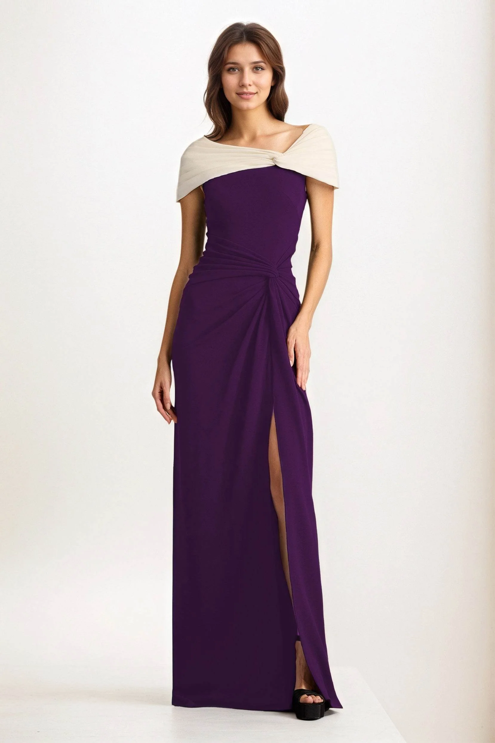 Sheath-Column Maxi Chiffon Wedding Guest Dress CG0279