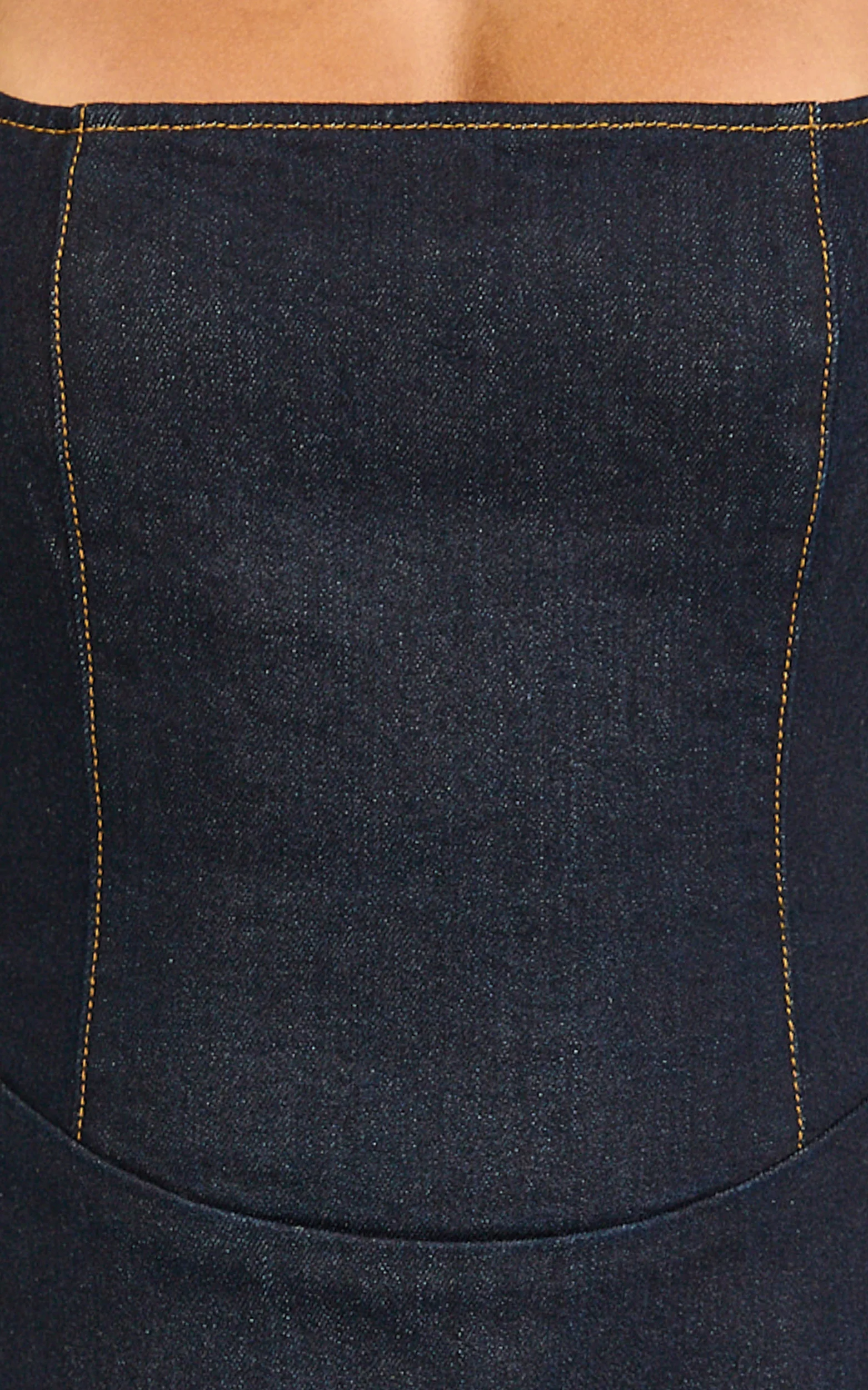 Heather Mini Dress - Square Neck A Line Denim Mini Dress in Raw