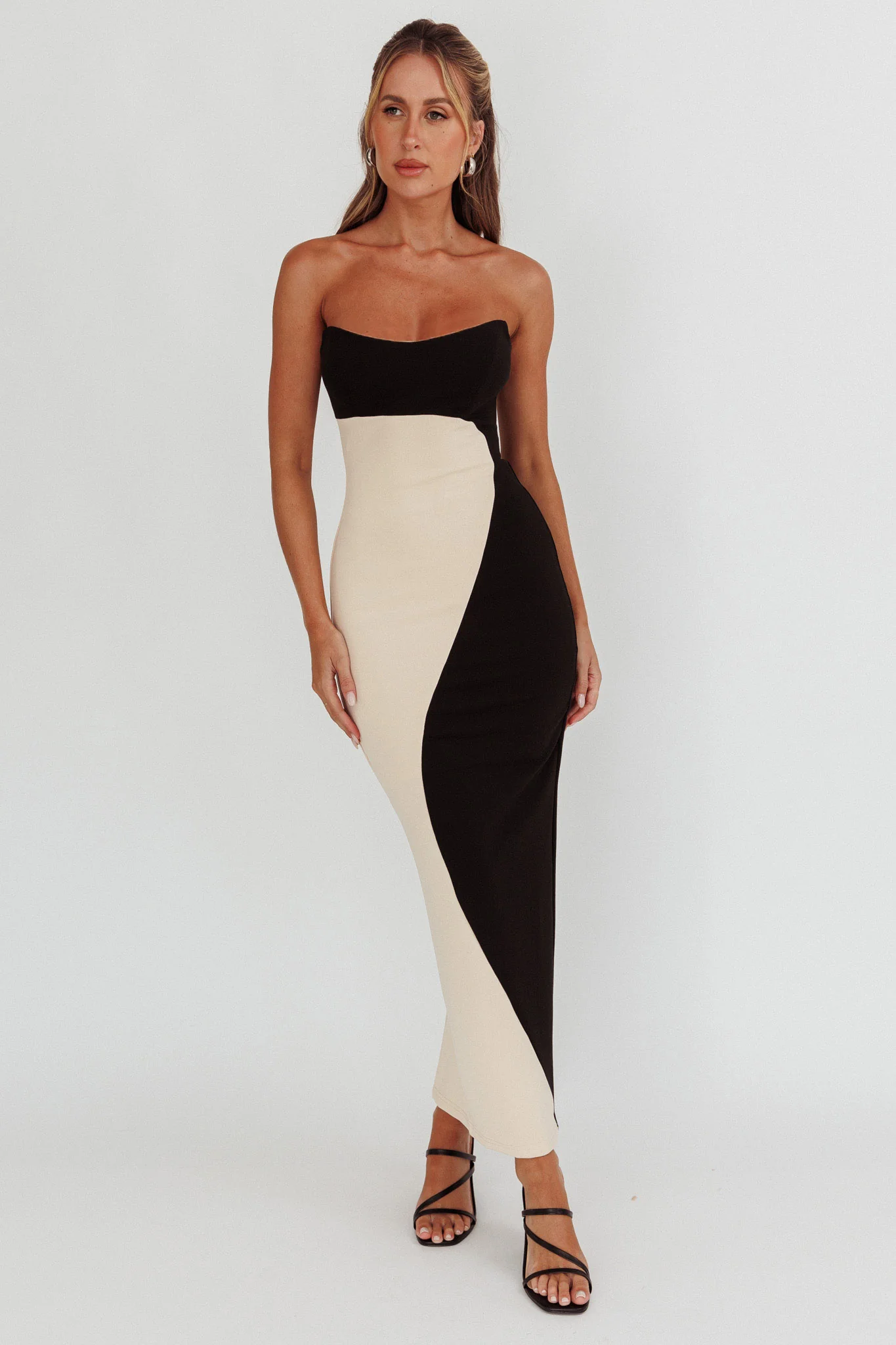 Regent Strapless Maxi Dress Black/Beige