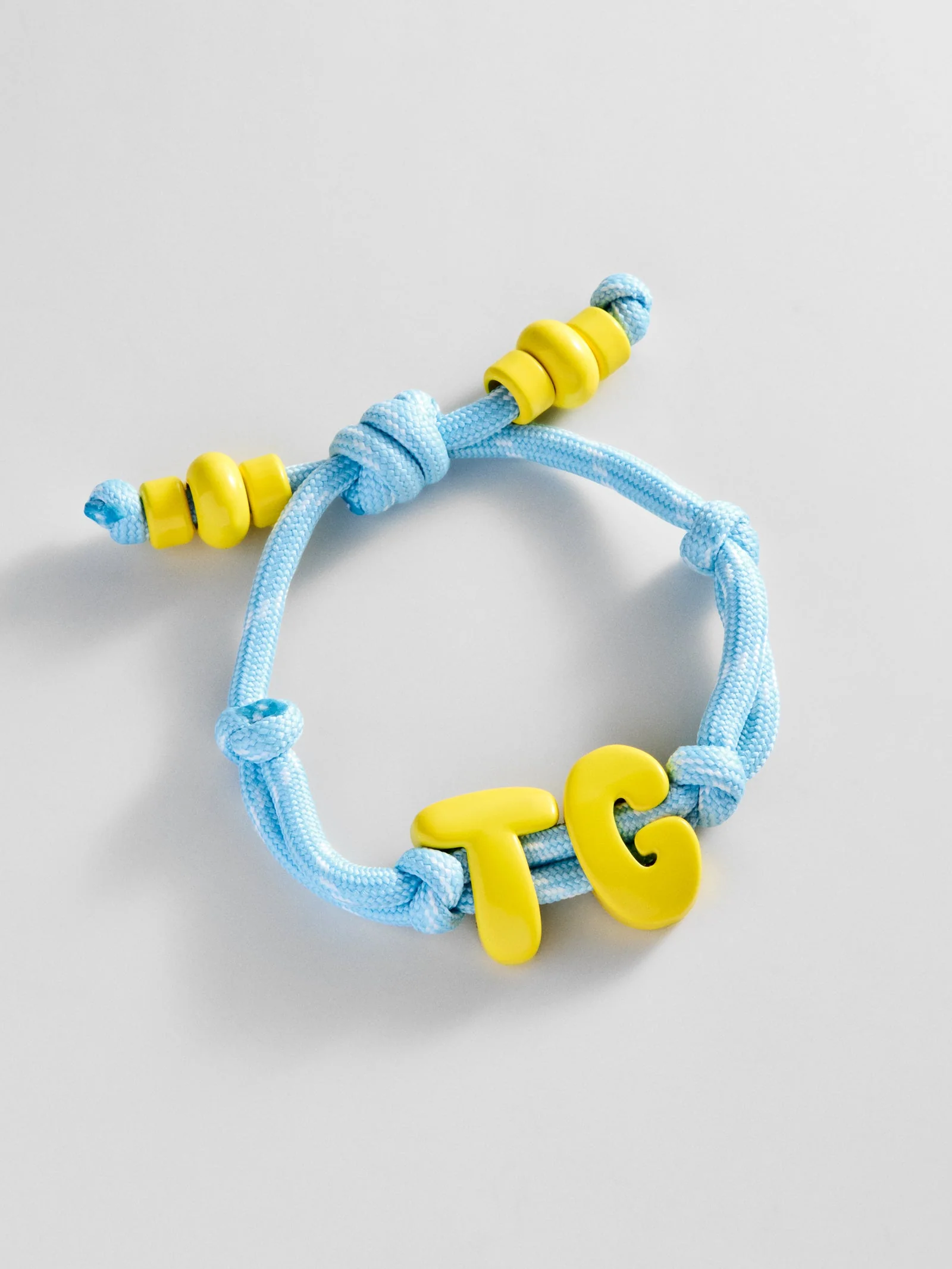 Knotty Enamel Initial Custom Bracelet - Blue/Yellow Double Letter