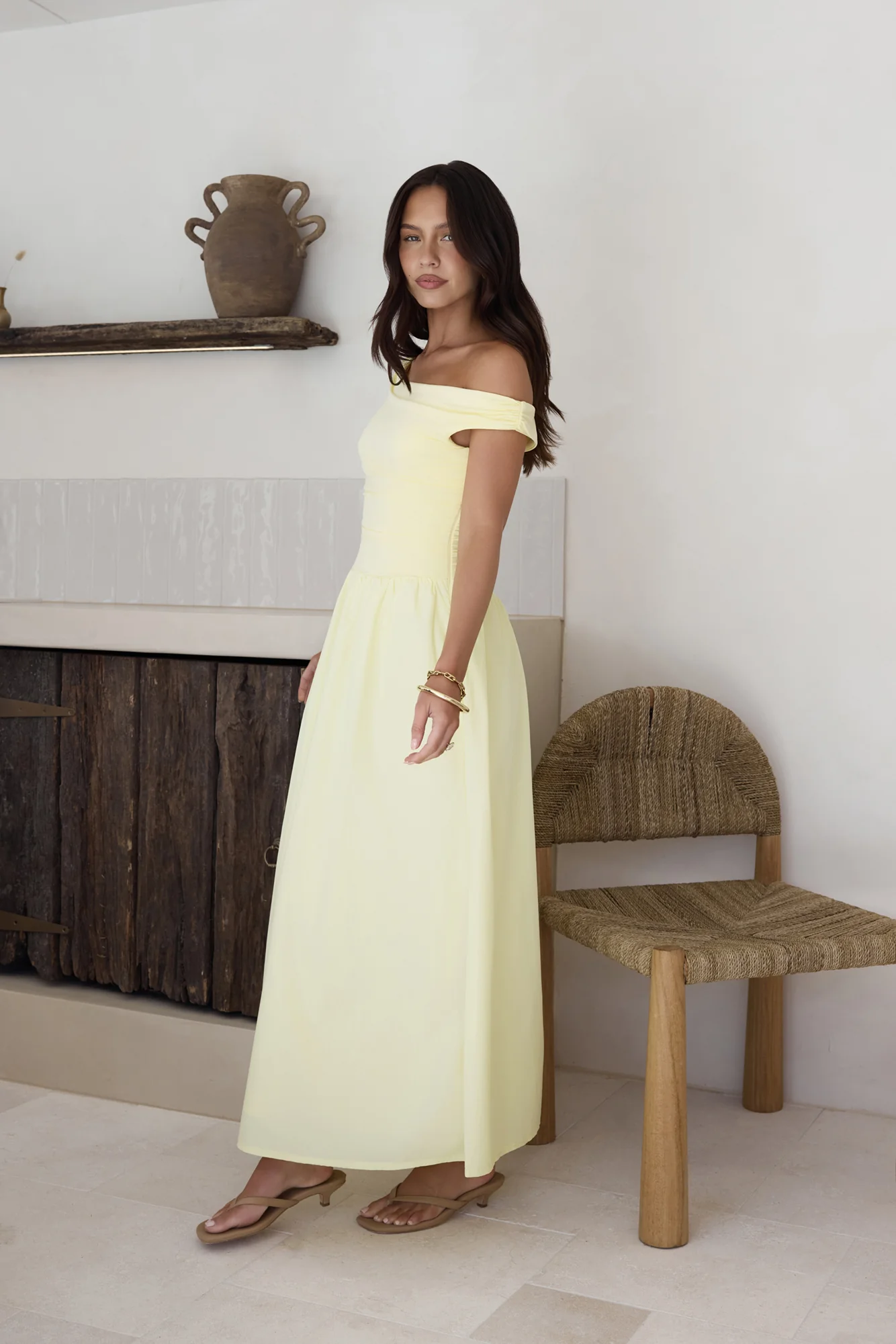 Days Of The Sun Off Shoulder Maxi Dress Yellow - luluinthesky