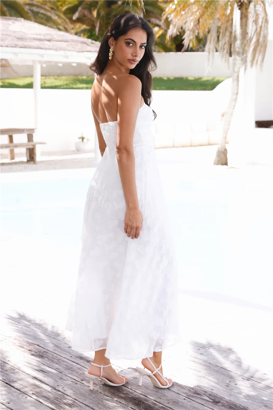 Talk About Yourself Strapless Maxi Dress White - luluinthesky