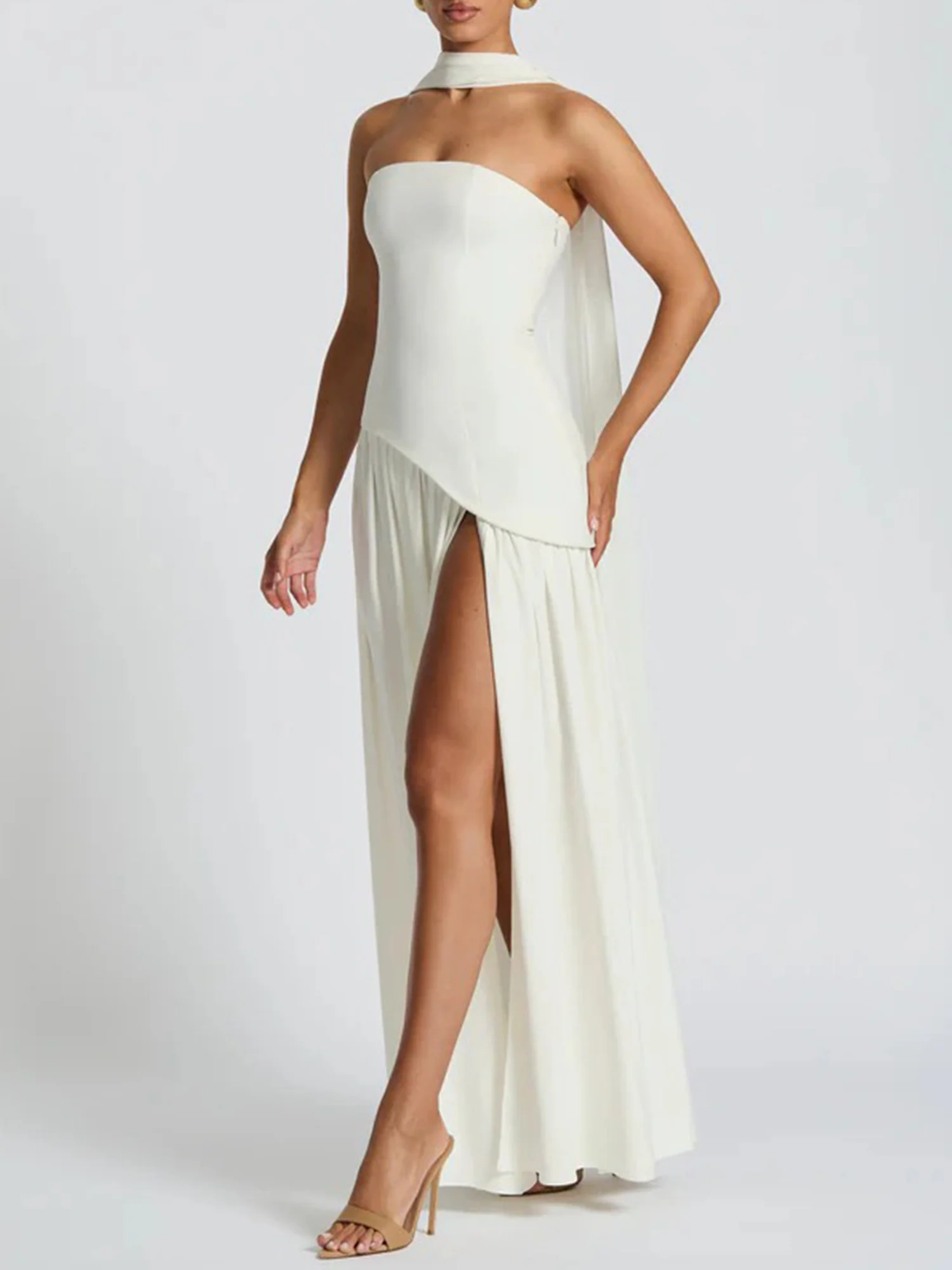 Slit Veil Maxi Dress