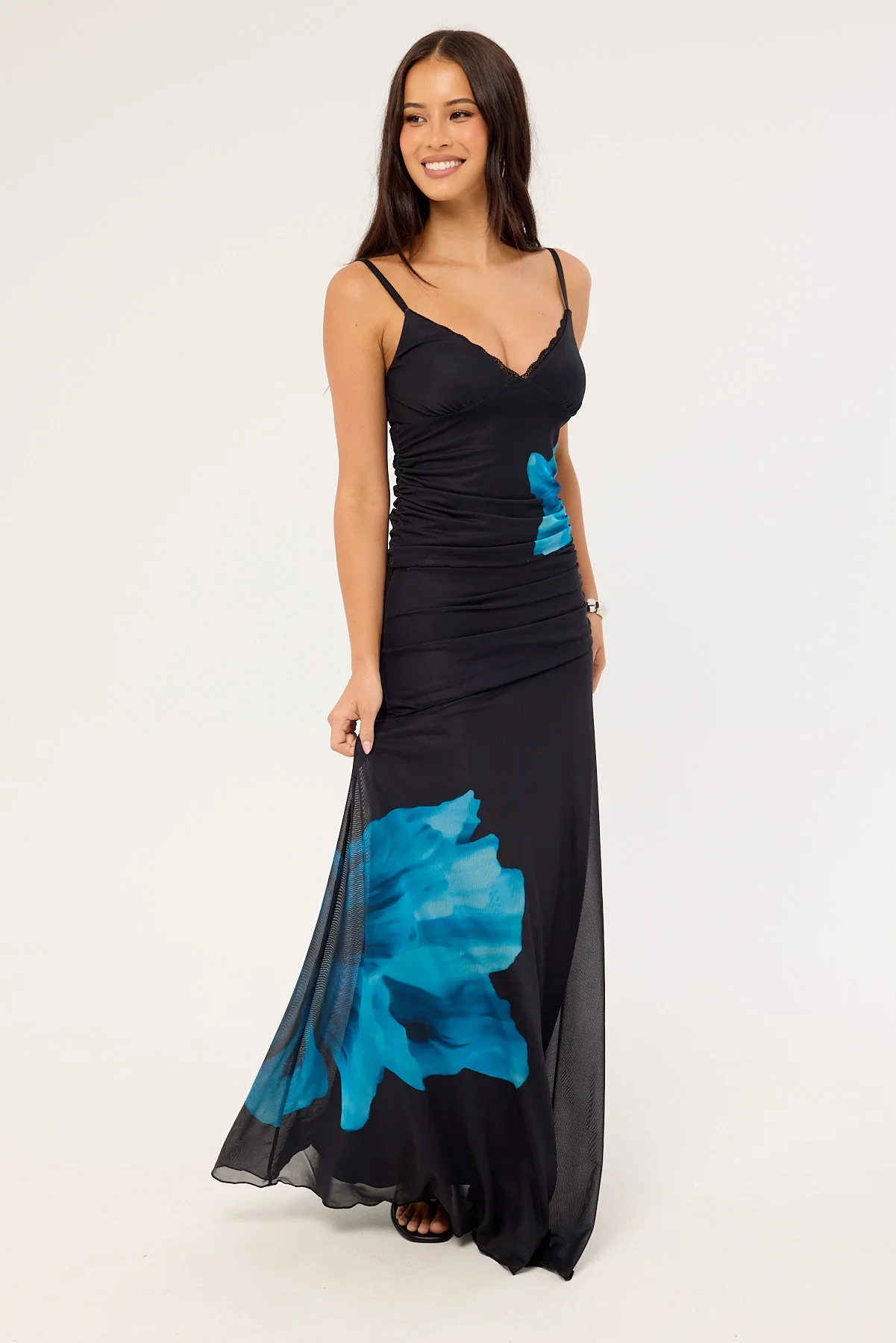 Perfect Stranger Belle Maxi Skirt Blue Print