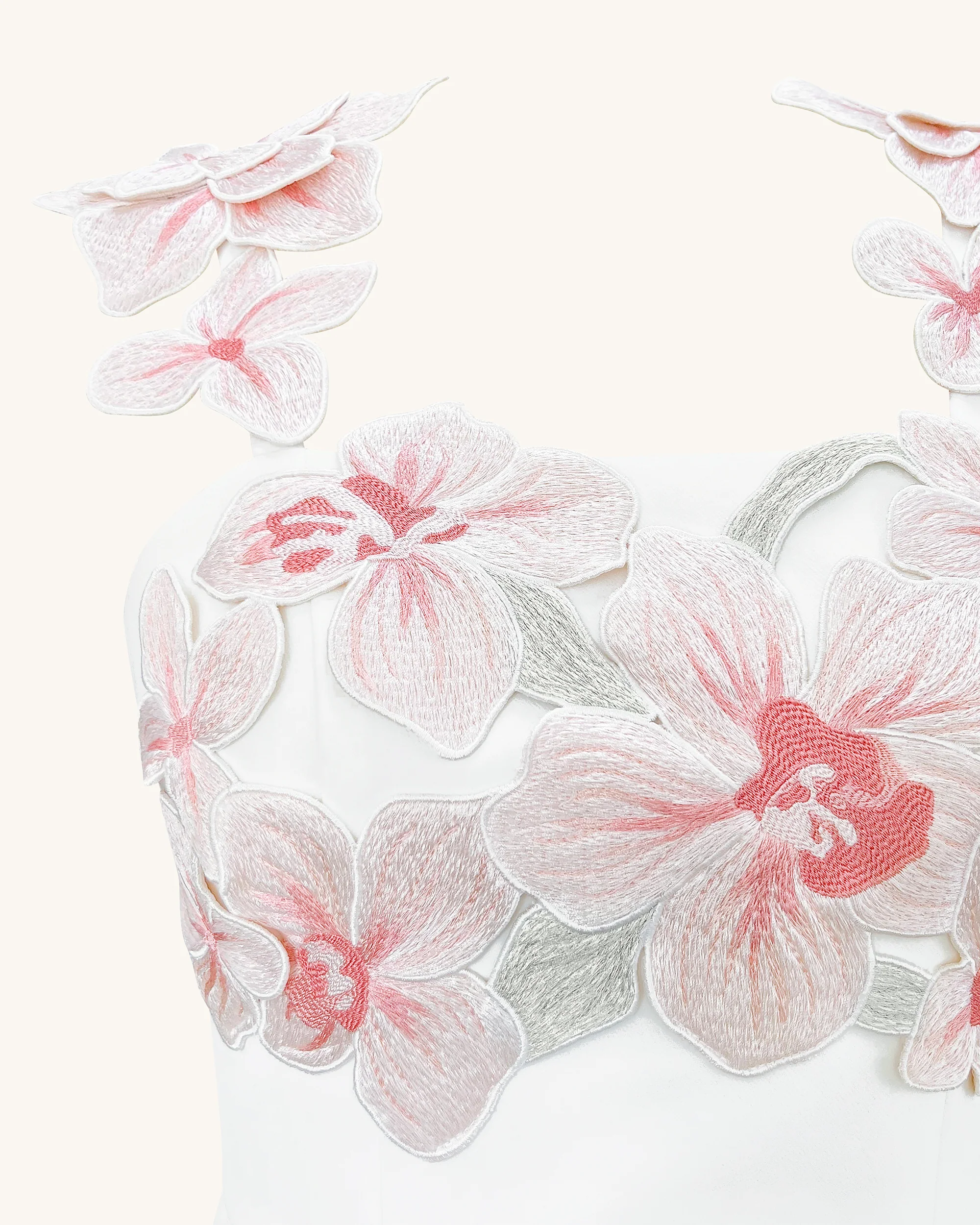Flower Embroidered Dress - White/Pink - FASHION NOB