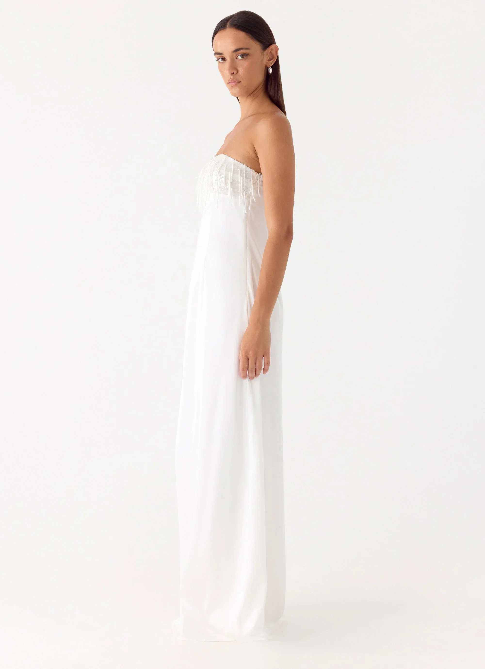 Miftie Beaded Sequin Maxi Dress - White