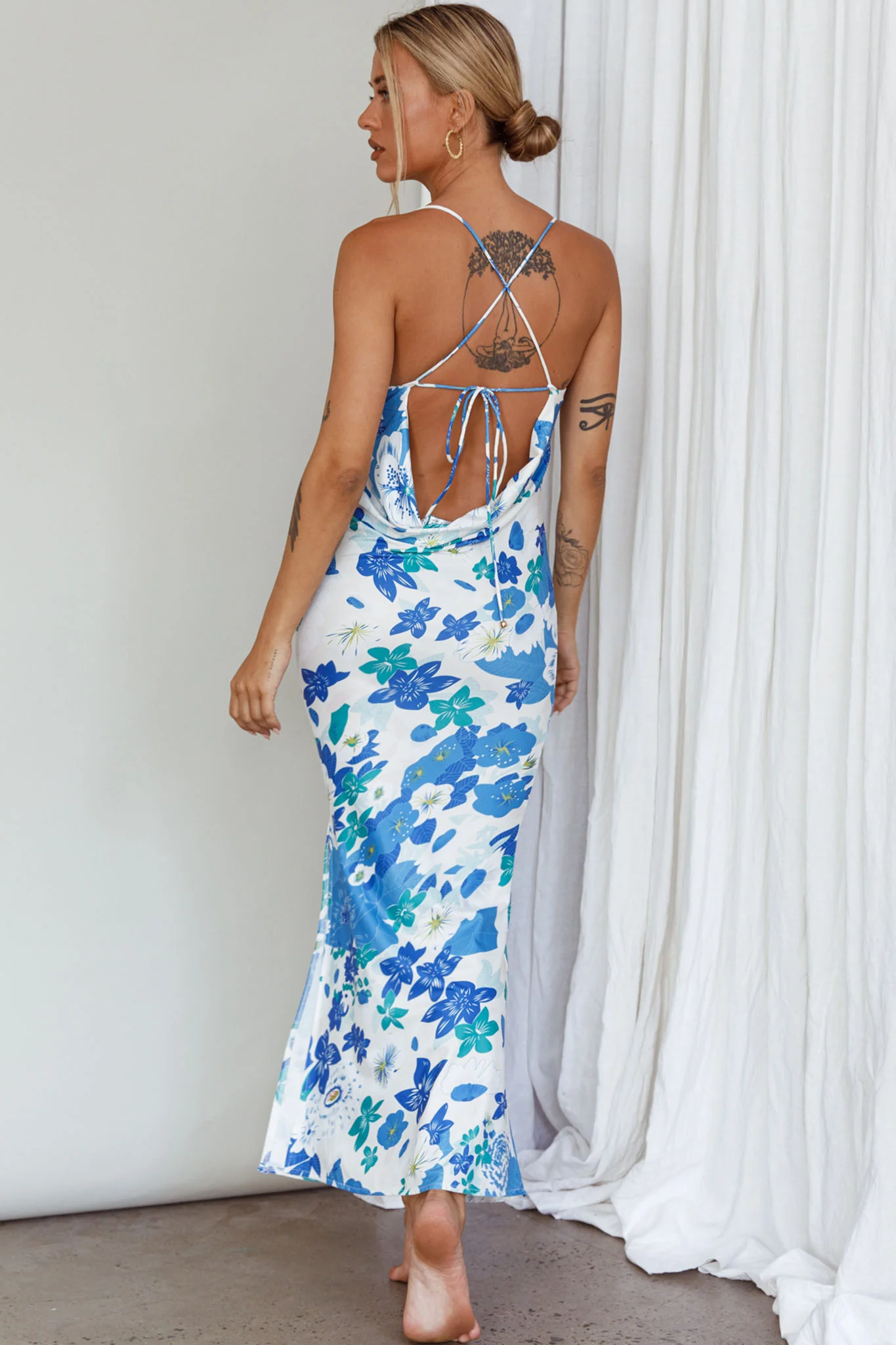 You're My Sunshine Tie-Up Back Midi Dress Blue